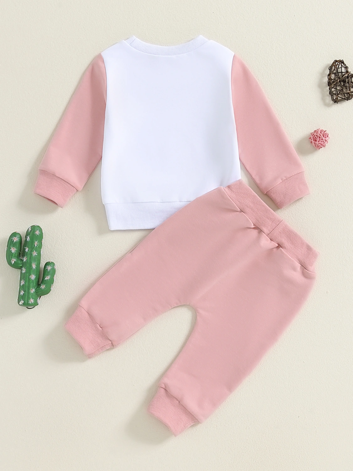 Baby Girl Fall Outfit, Letter Contrast Sweatshirt Elastic Waist Pants