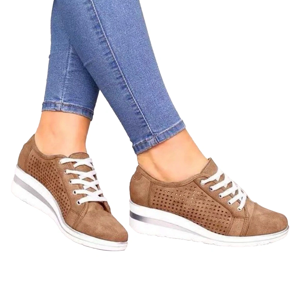 Women Wedges Sneakers with Hidden Heel High Platform Walking Shoes