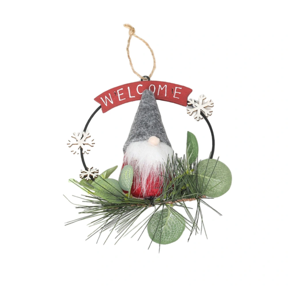 Christmas Gnome Wreath Hanging Artificial Welcome Wreath for Door