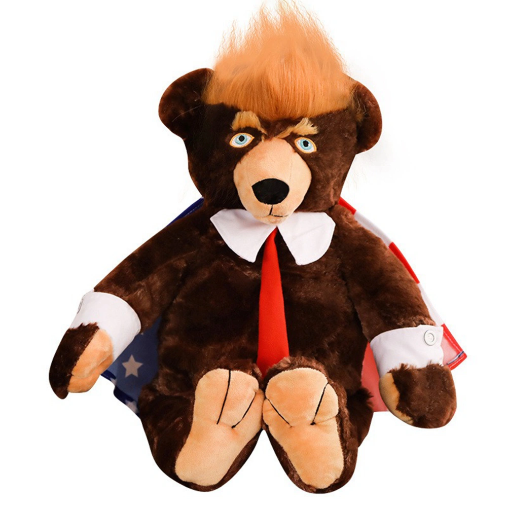 Bear Stuffed Animal Soft President Bear Doll with Flag Cute Plush Toy