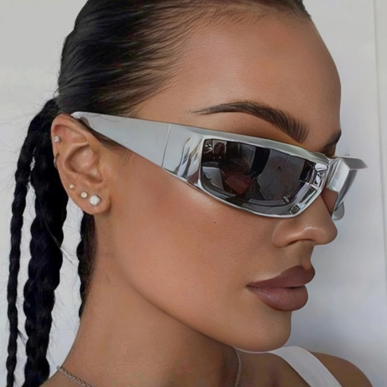 Steampunk Sunglasses Rectangular Sports Glasses for Women Men