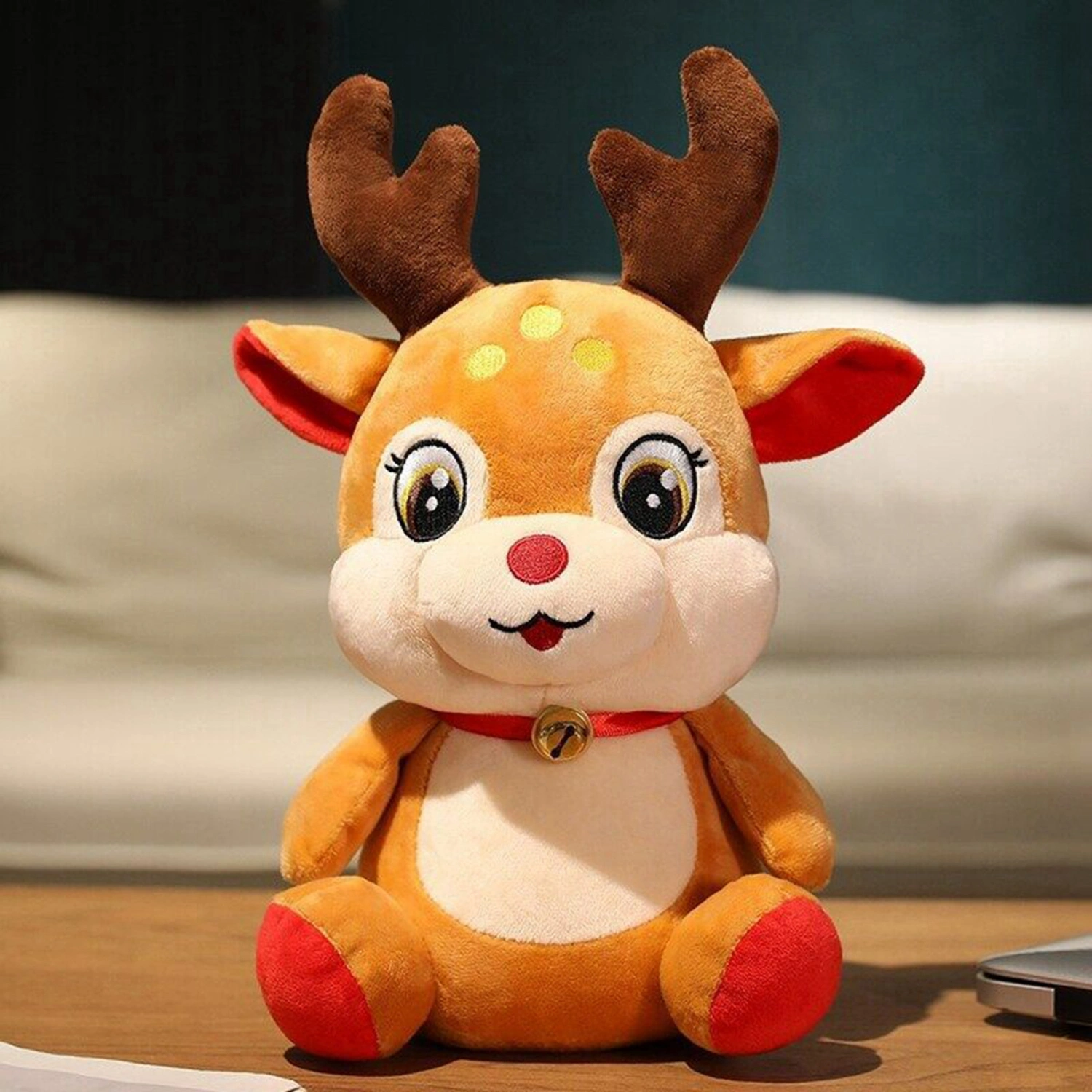 Cute Reindeer Stuffed Animal Soft Reindeer Plushie Cuddly Doll 