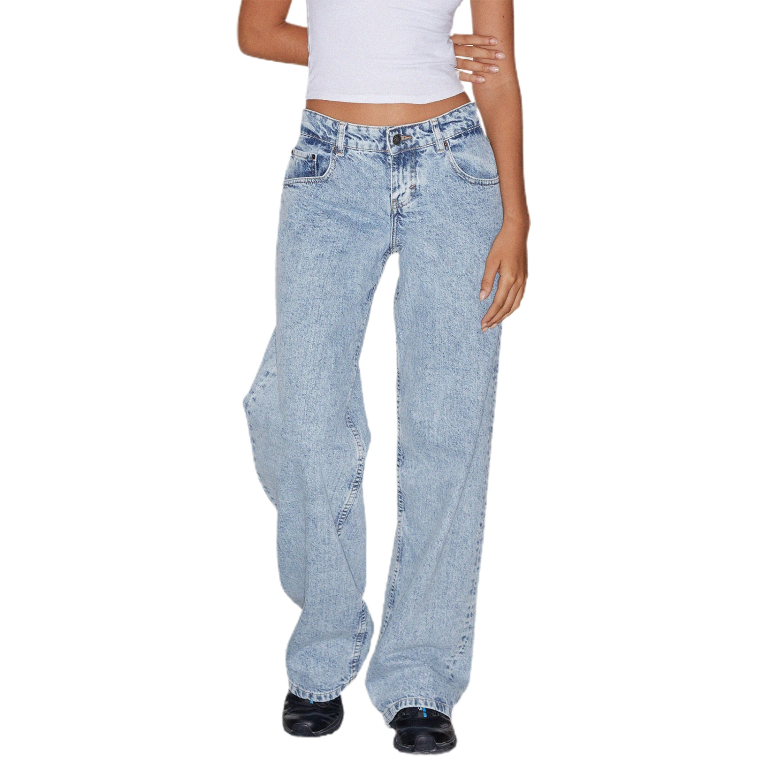 Women Casual Low Rise Jeans Fashion Loose Straight Leg Denim Pants
