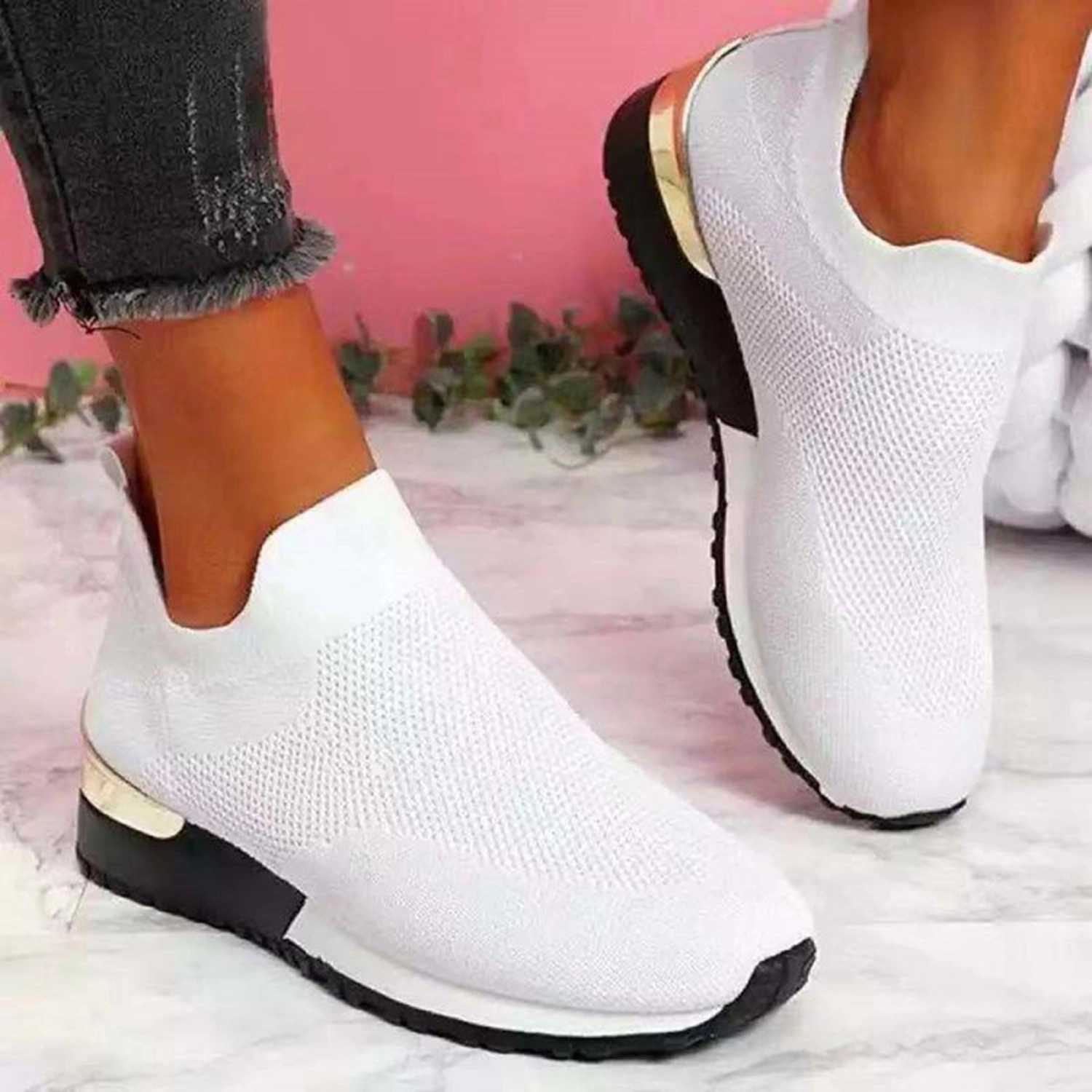 Womens Walking Shoes Casual Mesh-Comfortable Slip On Tennis Sneakers 