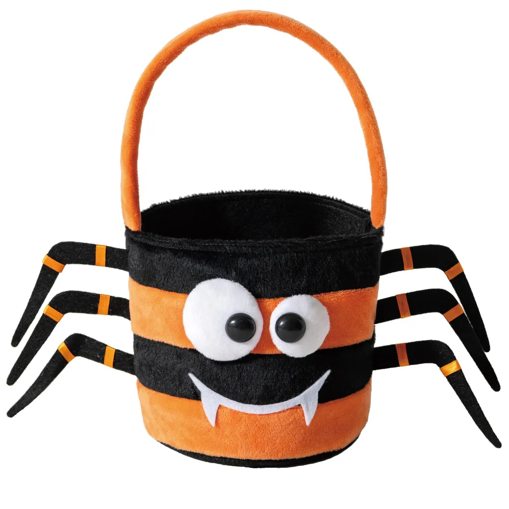 Halloween Trick or Treat Bag, Spider Plush Candy Tote Bucket Multipurpose Portable Collapsible Reusable Goody Bucket - Best Halloween Party choice