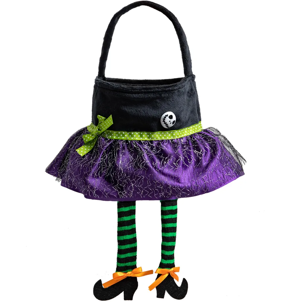 Halloween Trick or Treat Bag, Witch's Skirt Plush Candy Tote Bucket Multipurpose Portable Collapsible Reusable Goody Bucket - Best Halloween Party choice