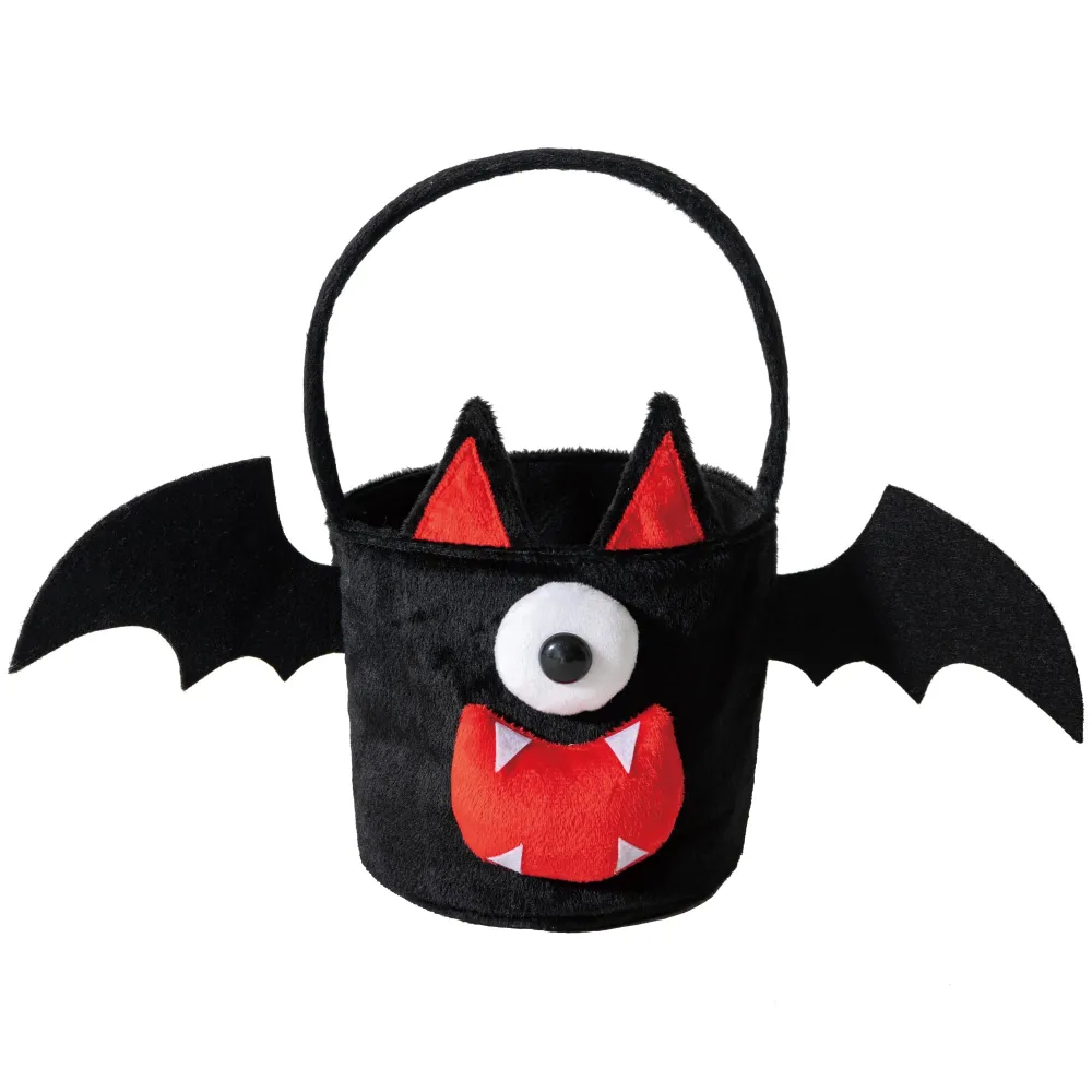 Halloween Trick or Treat Bag, Bat Plush Candy Tote Bucket Multipurpose Portable Collapsible Reusable Goody Bucket - Best Halloween Party choice