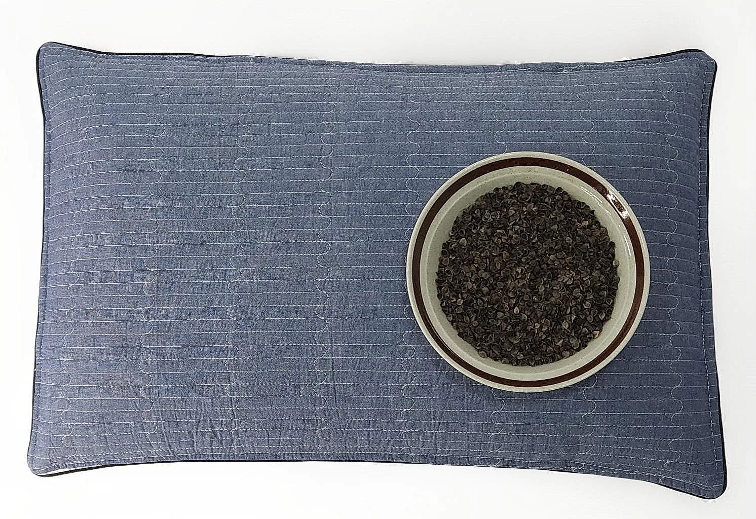 Buckwheat Pillow for Sleeping-Breathable for Cool Sleep,Cervical Support for Back and Side Sleepers(Organic Buckwheat Hulls),Korean Style,Standard Size 22"x14"(1pc).Navy Blue Color