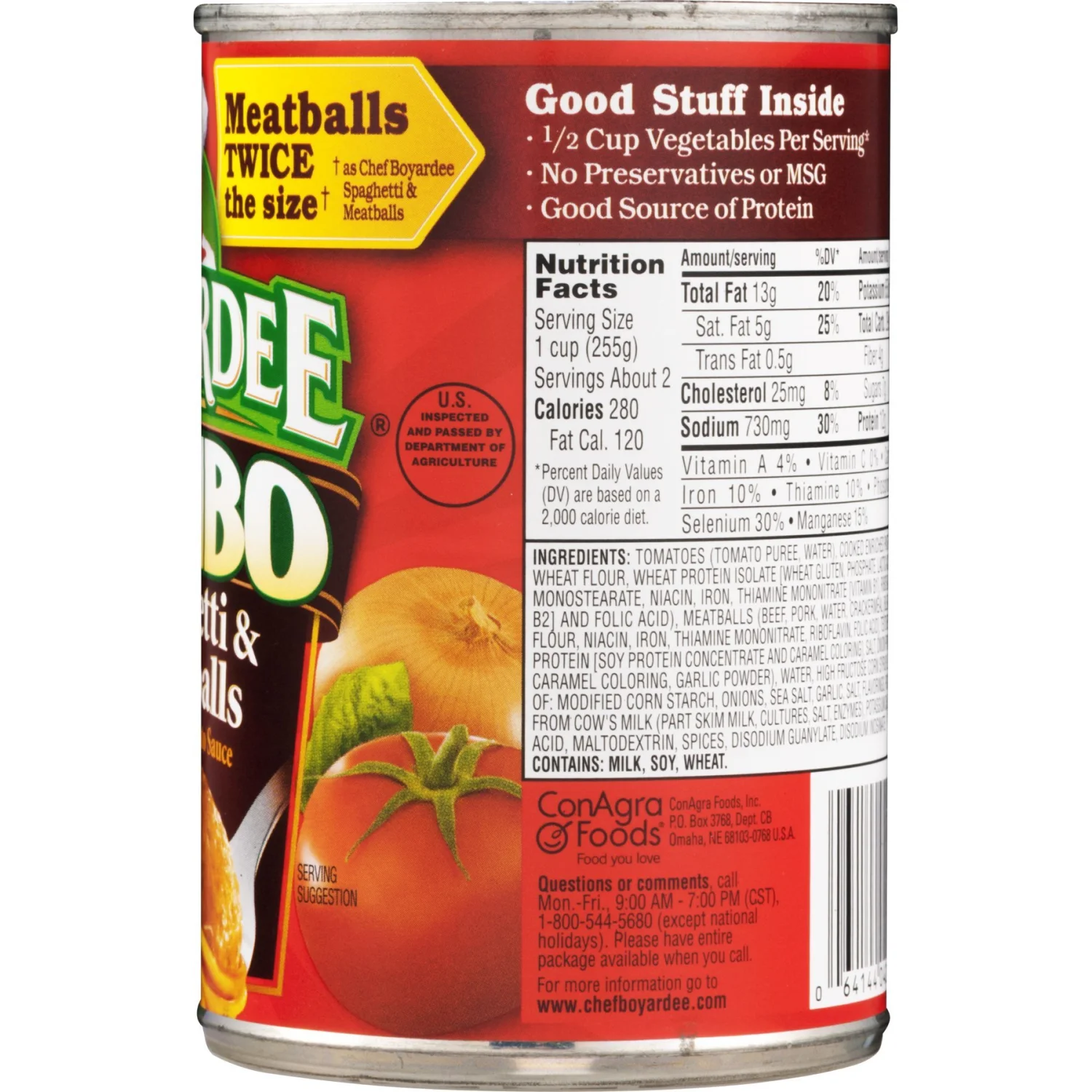 b'Chef Boyardee, Jumbo Spaghetti and Meatballs, 14.5-Ounce Can (Pack of 6)'