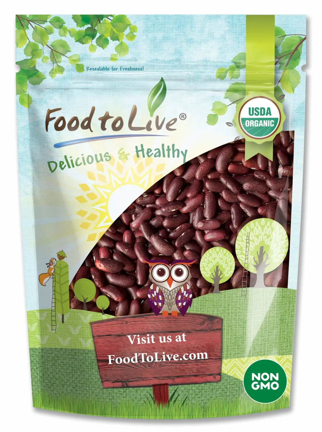 Food to Live Organic Dark Red Kidney Beans, 1 Pound – Non-GMO, Kosher, Raw, Sproutable, Vegan