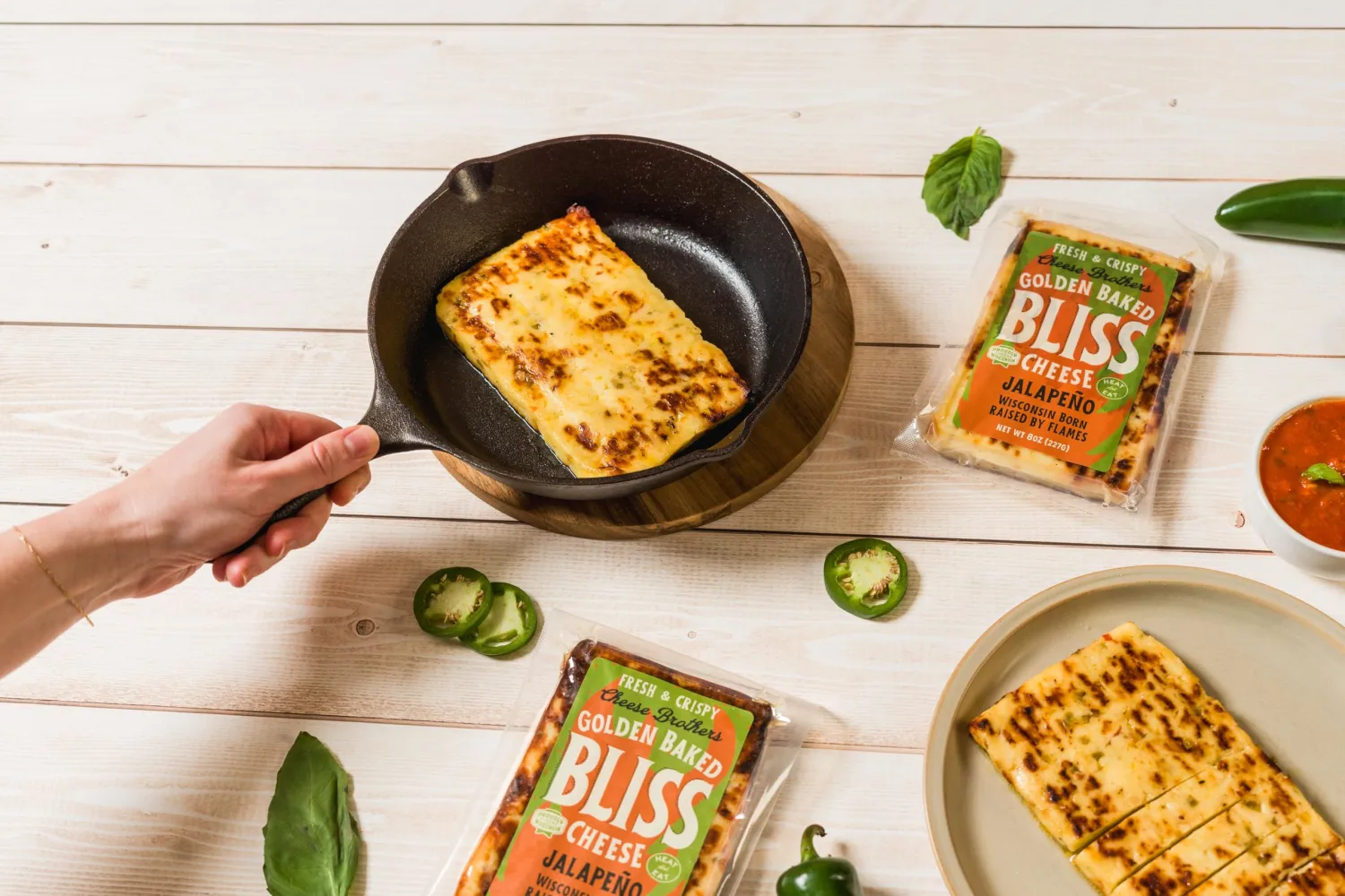Cheese Bros. Jalapeno Baked Bliss Cheese | Made in Wisconsin | Heat & Eat | Fresh & Crispy | 4 Pack…