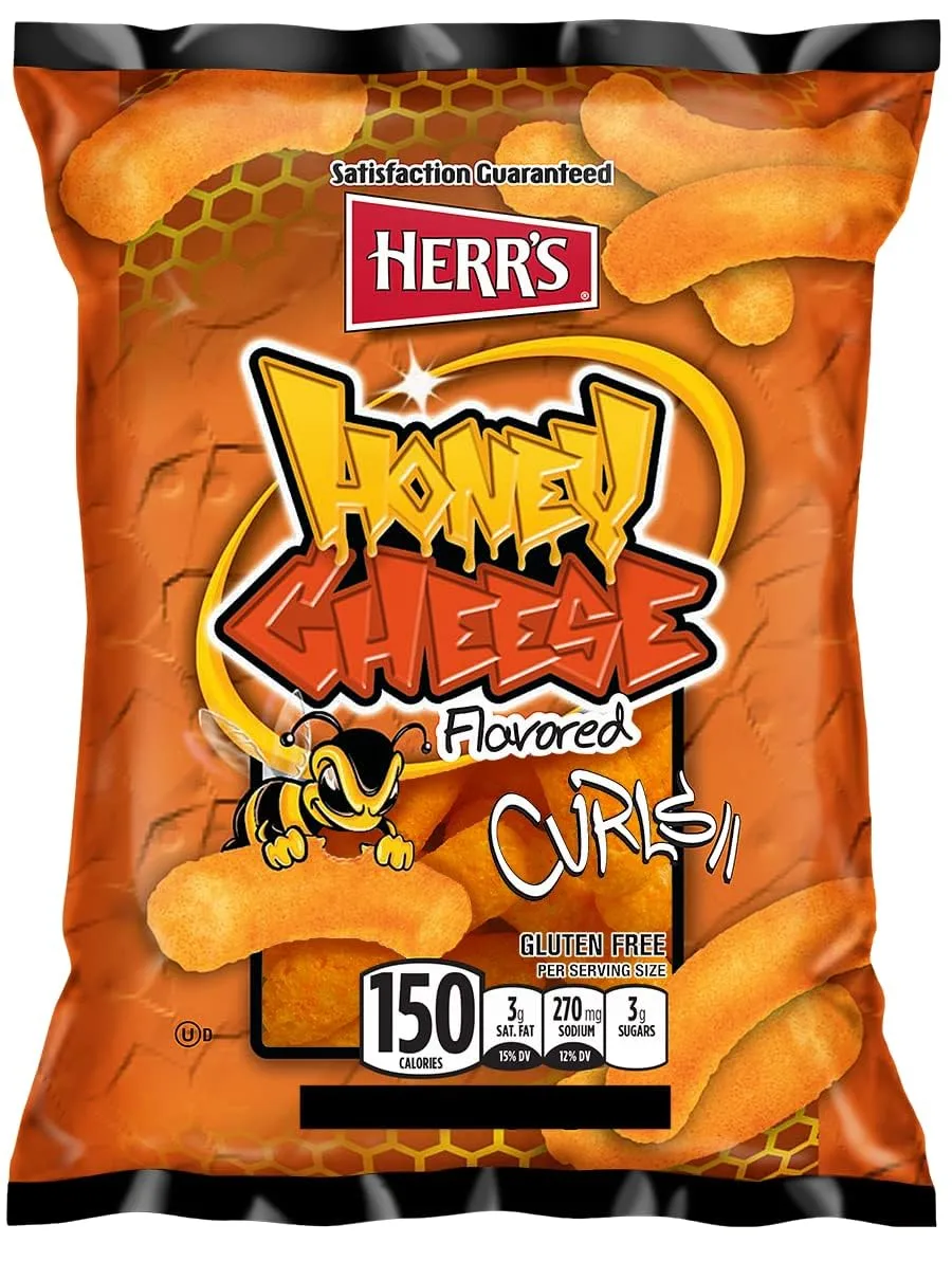 Herr's - HONEY CHEESE CURLS, 1 Oz Pack of 7 bags.