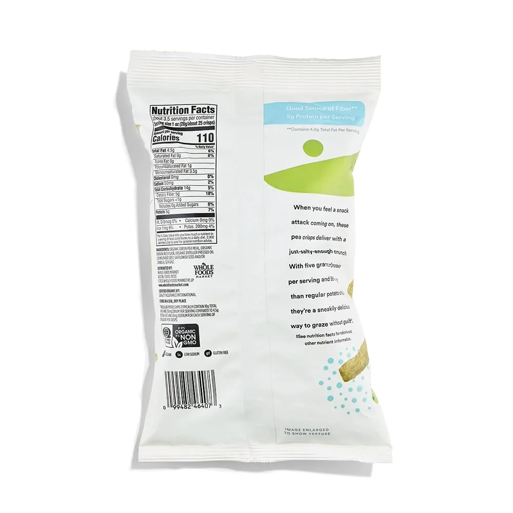 365 by Whole Foods Market, Crisp Pea Lightly Salted Organic, 3.3 Ounce