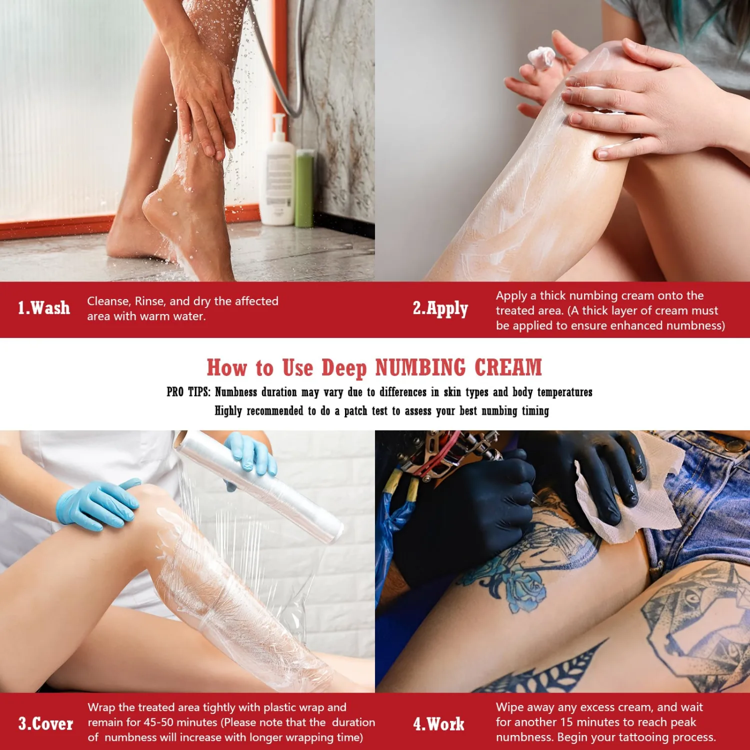 Numbing Cream for Tattoos Extra Strength - 8 Hours Maximum Strength Numbing Cream for Tattoo, Painless Deep Numbing Cream, 5x Numbing Cream for Tattoos Extra Strength for Tattoo Supplies (60ml/2oz)