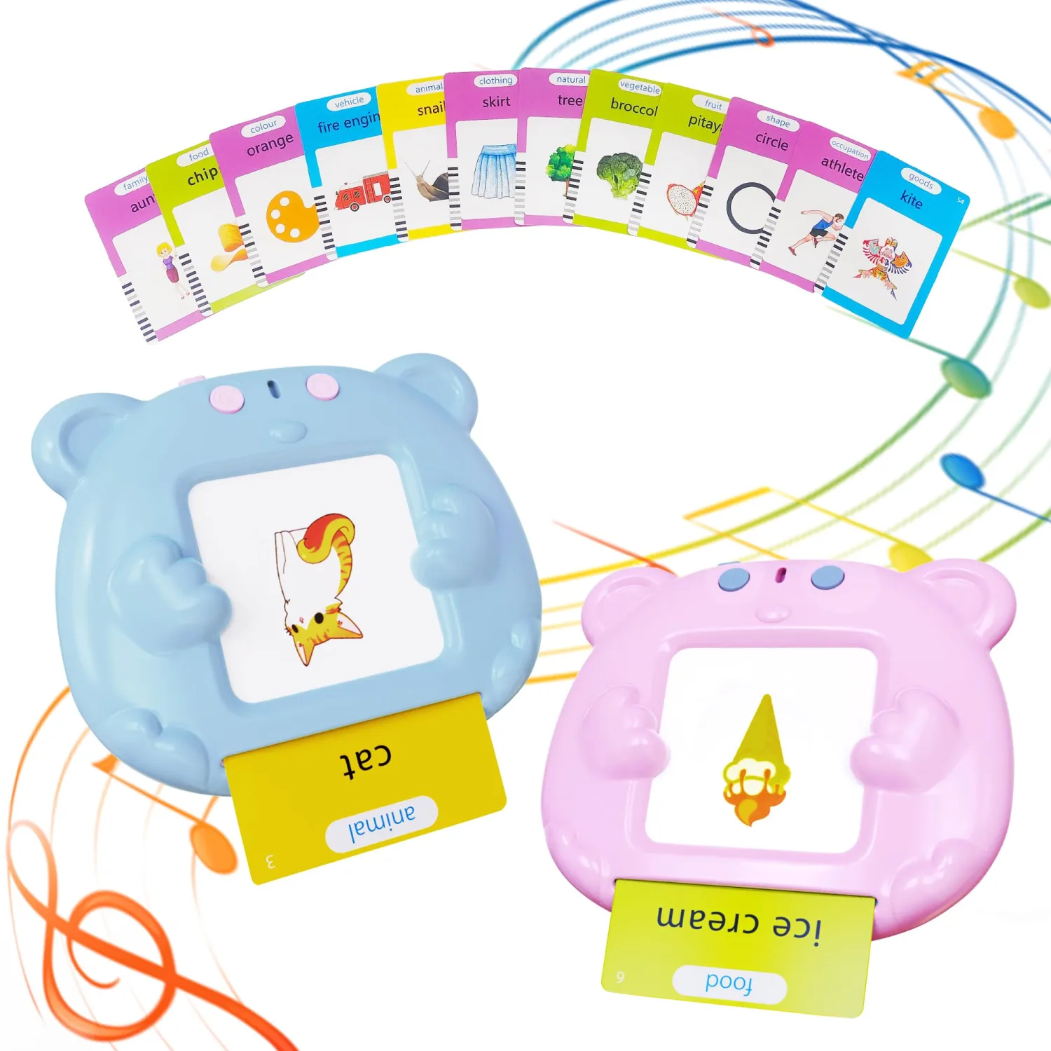 2 Pack Toddlers Talking Flash Cards with 224 Sight Words- Montessori Toys, Autism Sensory Toys,Speech Therapy,Learning Educational Toy Gifts for Ages 2 3 4 Boys and Girls, Blue+Pink