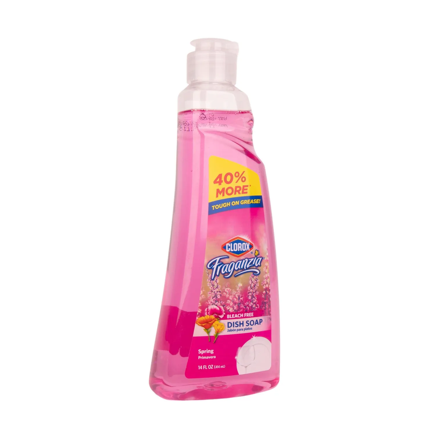 Clorox Fraganzia Liquid Dish Soap, Smells Great and Cuts Through Tough Grease FAST, Quick Rinsing formula Washes Away Dirt, A Powerful Clean You Can Trust, Spring Scent, 14 Fl Ounces