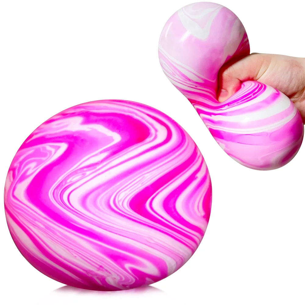 Giant Stretchy Stress Squeeze Balls - Squishy Dough Balls for Kids - Stretch and Pull, Jumbo Stress Ball, Large Squishy Toys, Novelty Stress Relief Ball Fidget Toys for Boys, Girls, Adults (Pink)