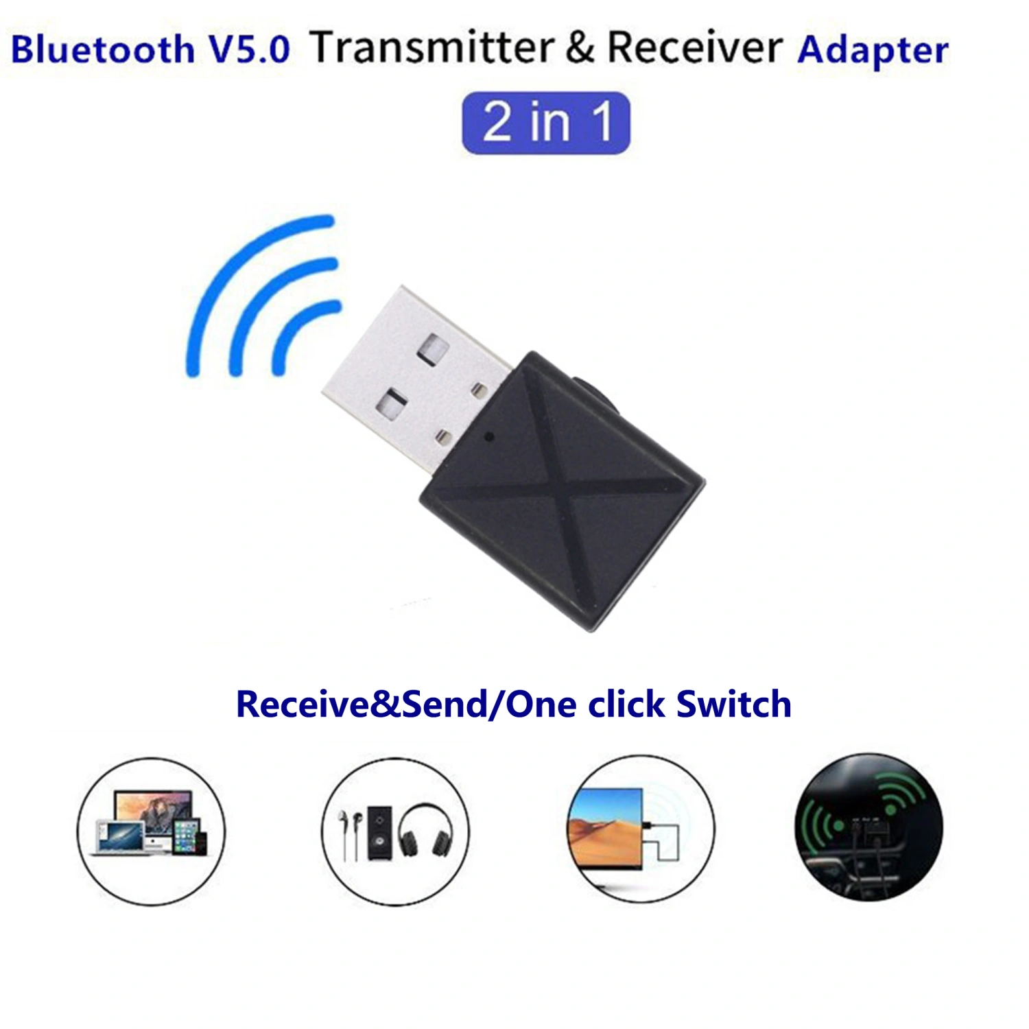 USB Bluetooth Adapter 5.0 Bluetooth Audio Receiver & Transmitter