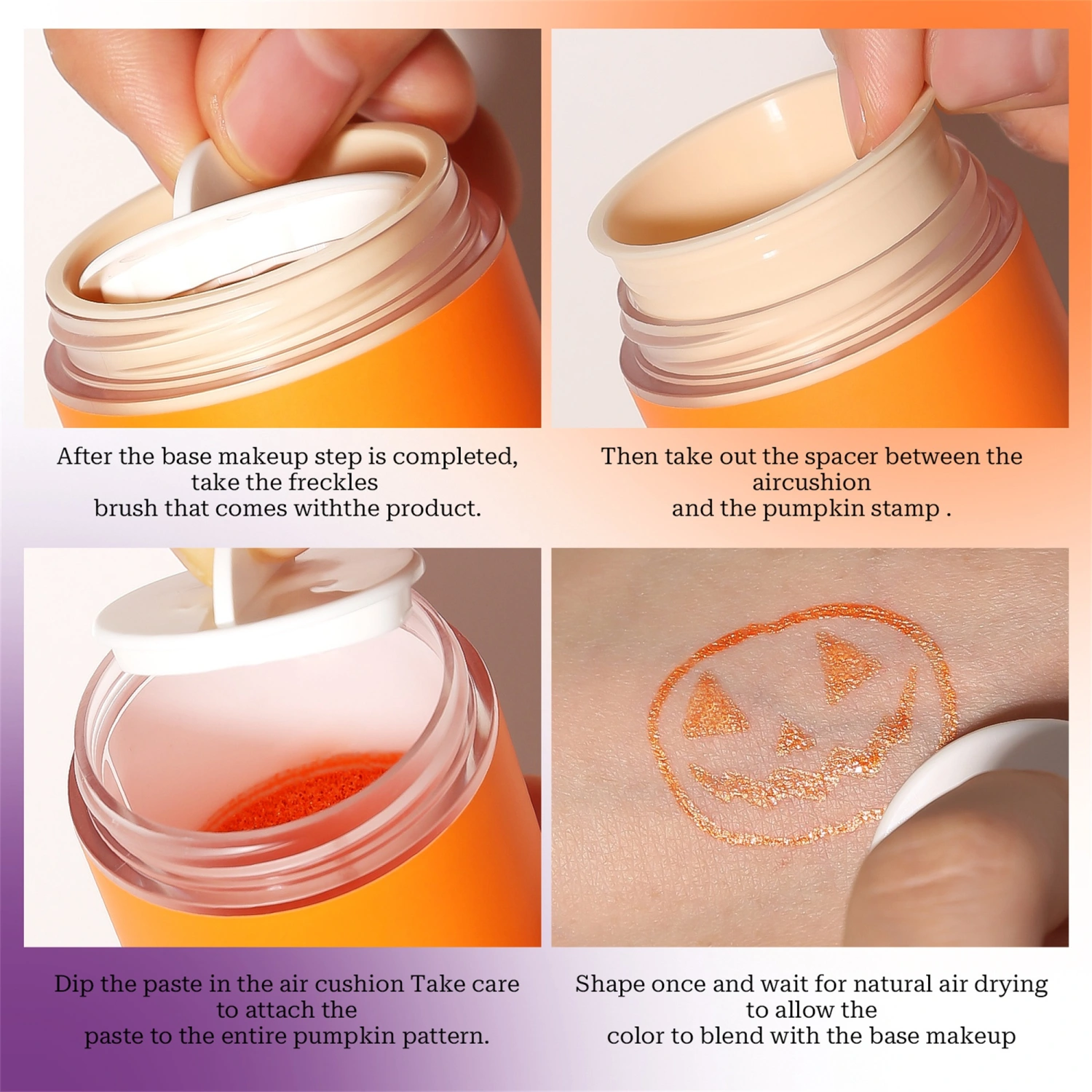 Halloween Makeup Long-Lasting Quick Dry Waterproof Pumpkin Face Stamp