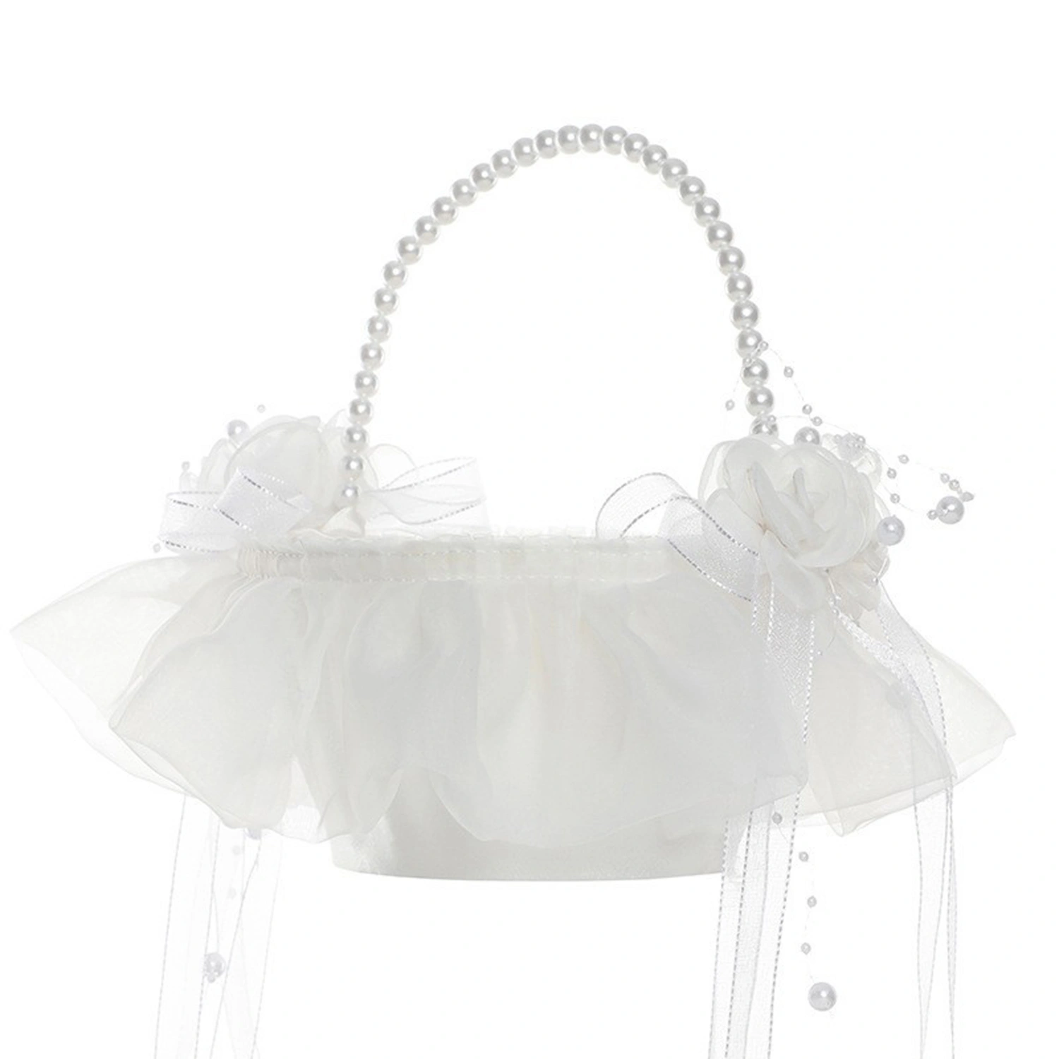 Flower Girl Baskets Western Tulle Wedding Basket with 3D Flowers