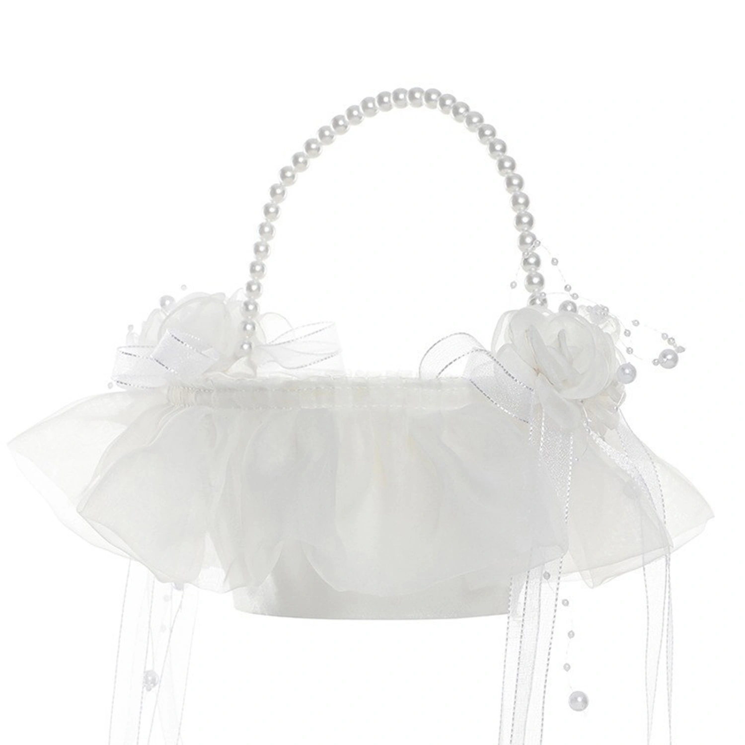 Flower Girl Baskets Western Tulle Wedding Basket with 3D Flowers