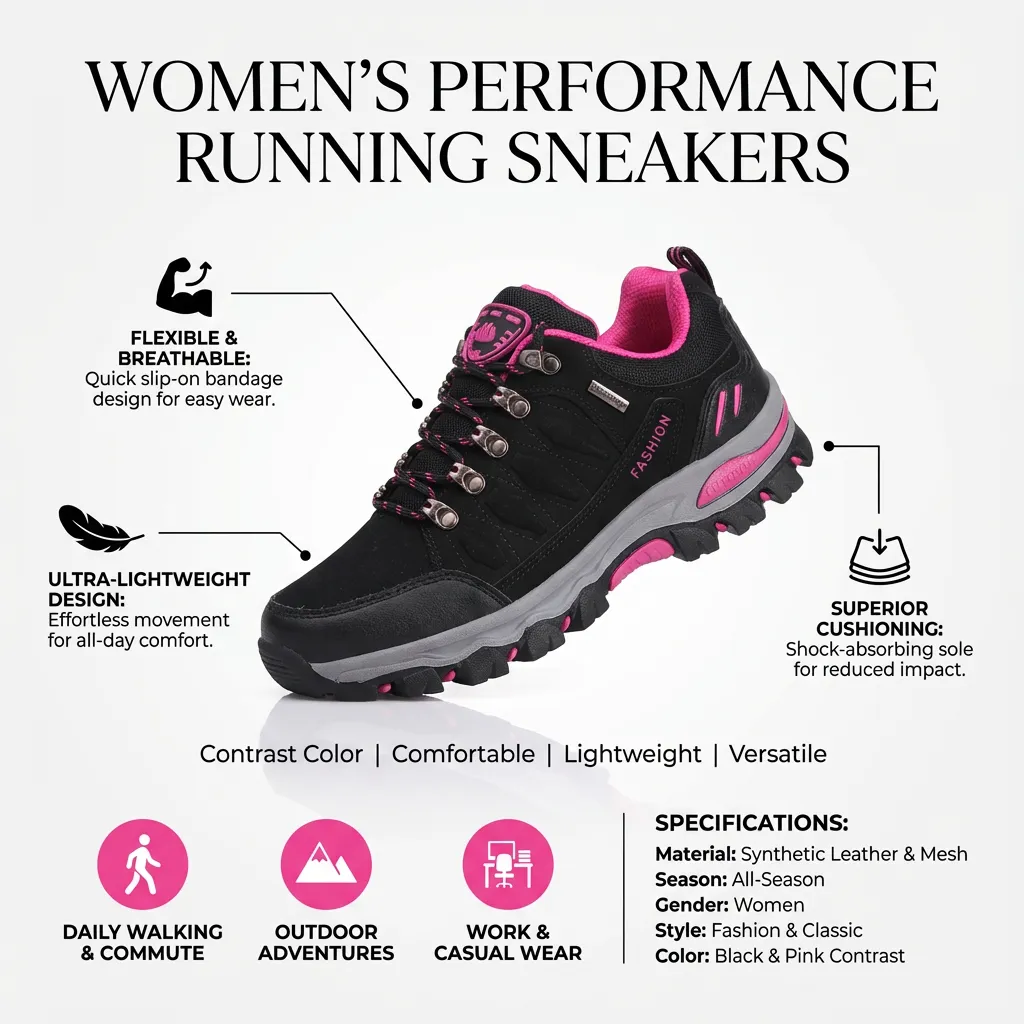 Women's Running Sneakers Contrast Color Comfortable Lightweight Shoes