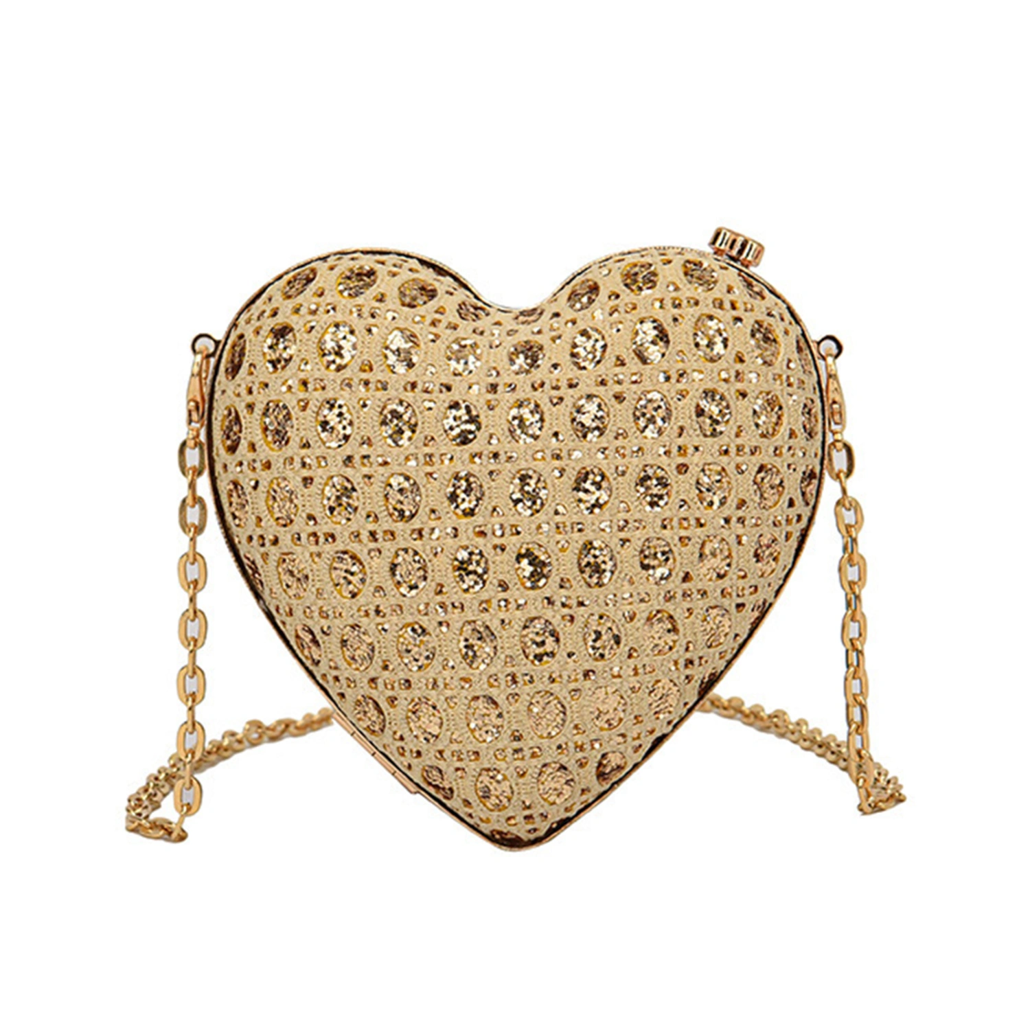 Women Heart Shape Purses Glitter Sequin Rhinestone Shoulder Bags