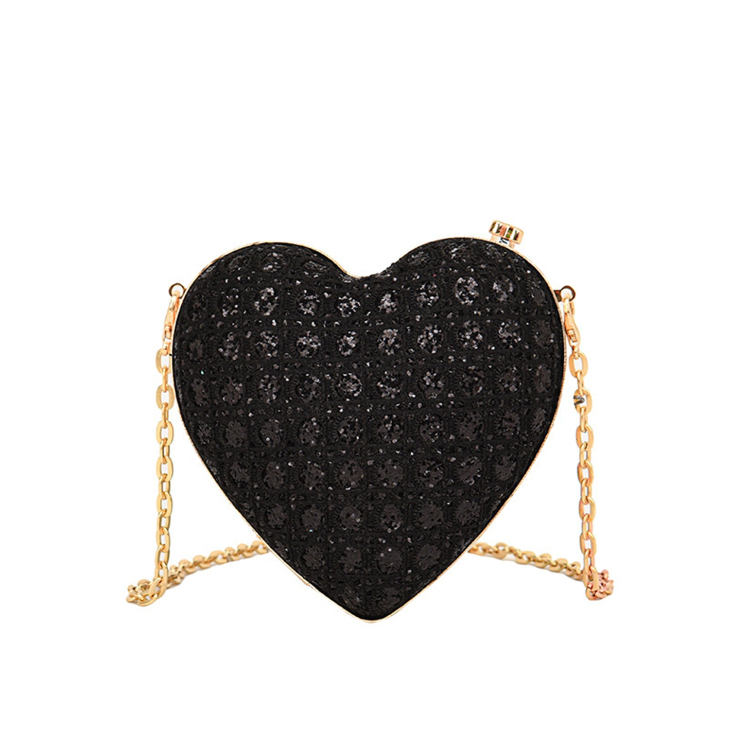 Women Heart Shape Purses Glitter Sequin Rhinestone Shoulder Bags