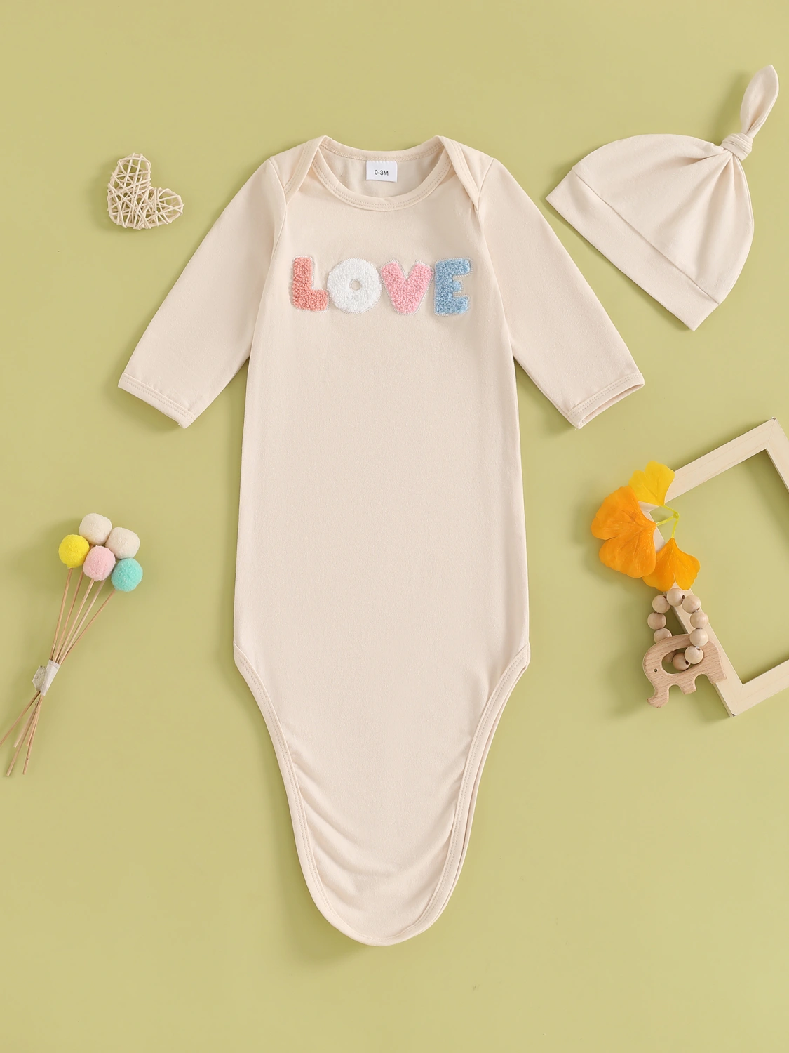 Baby Sleeping Bag with Hat Newborn Embroidery Letters Swaddle