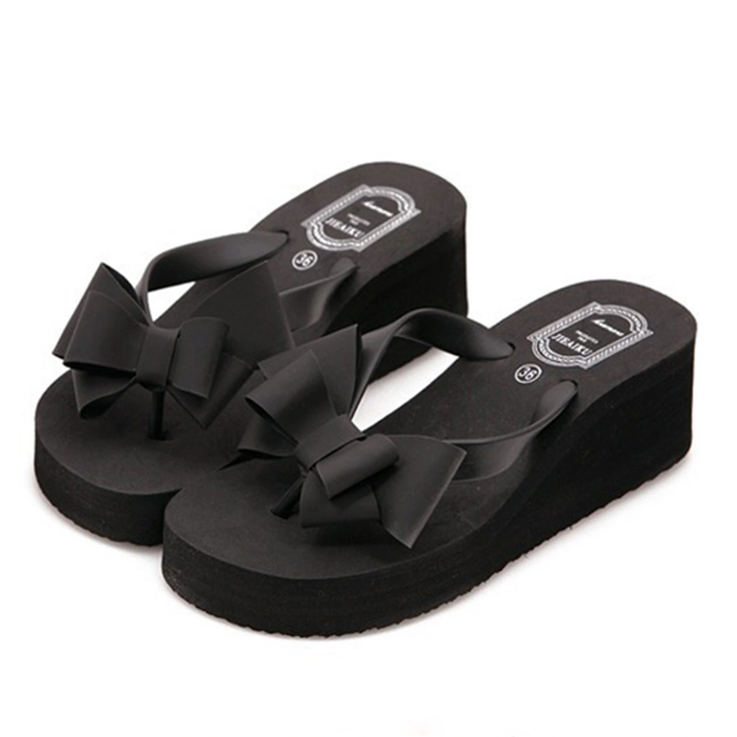 Women's Platform Wedge Sandals Dressy Bow Flip Flops Non Slip