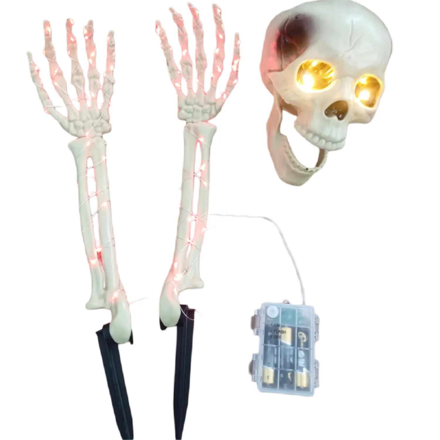 Halloween Light Up Decors Skull with Light Up Eyes Outdoor Decoration