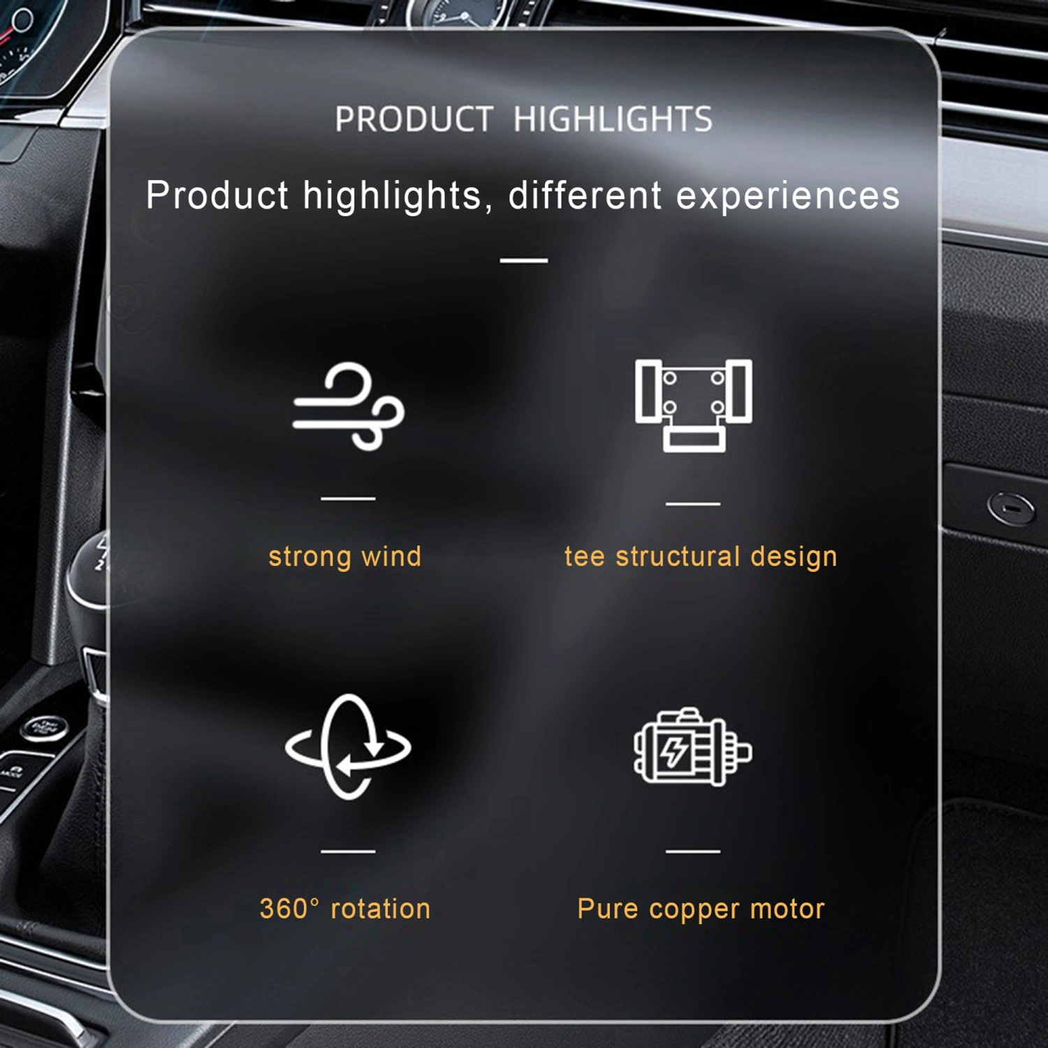 12V Electric Car Fan, Foldable Summer Rotatable Dashboard Cooler