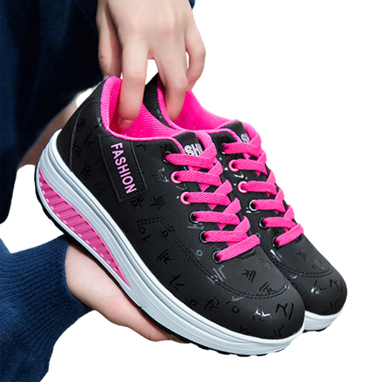 Women Platform Shoes, Elegant Soft Korean Characters Non-slip Sneakers