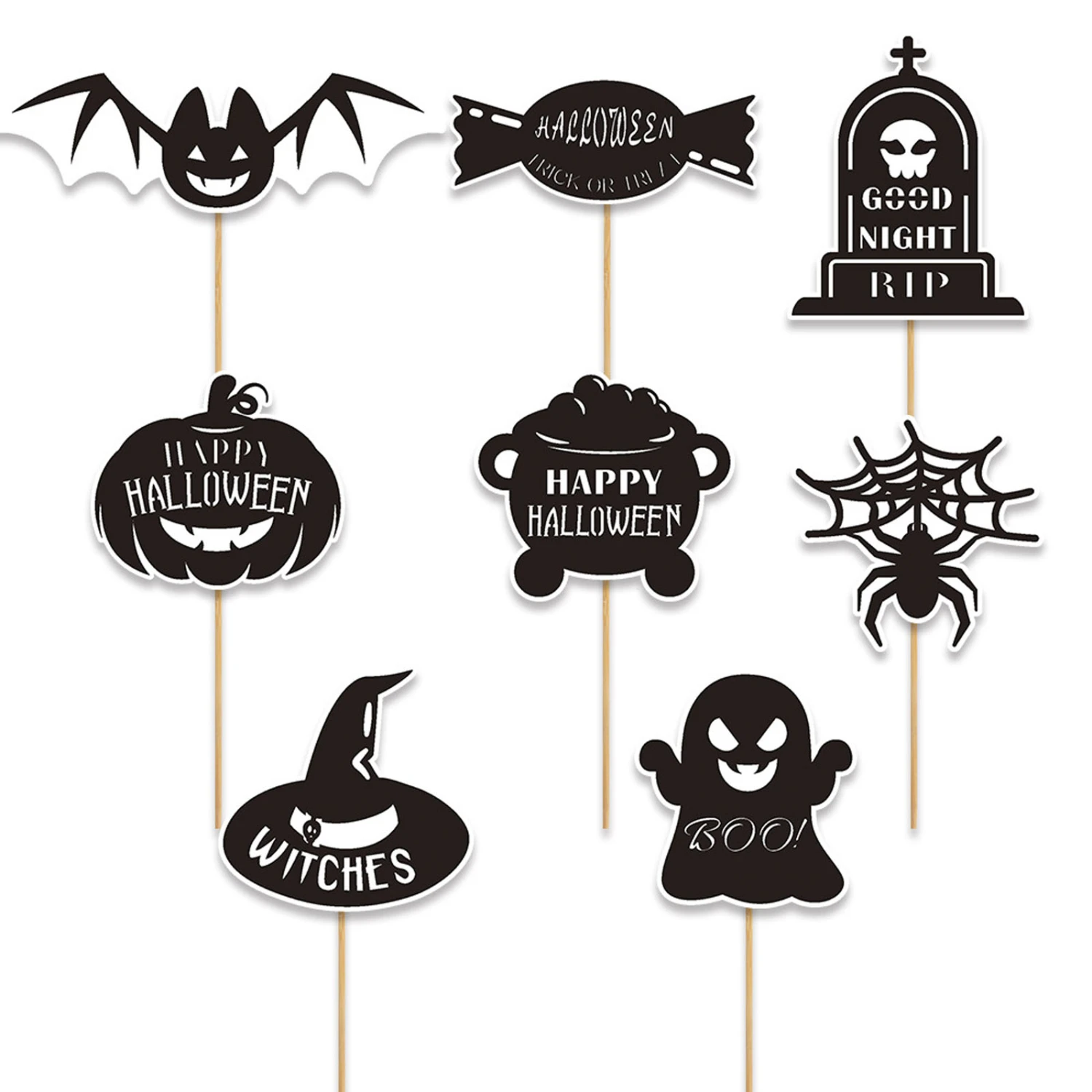 8 Pcs Halloween Cake Toppers Tombstone Bat Cake Decoration Party Decor