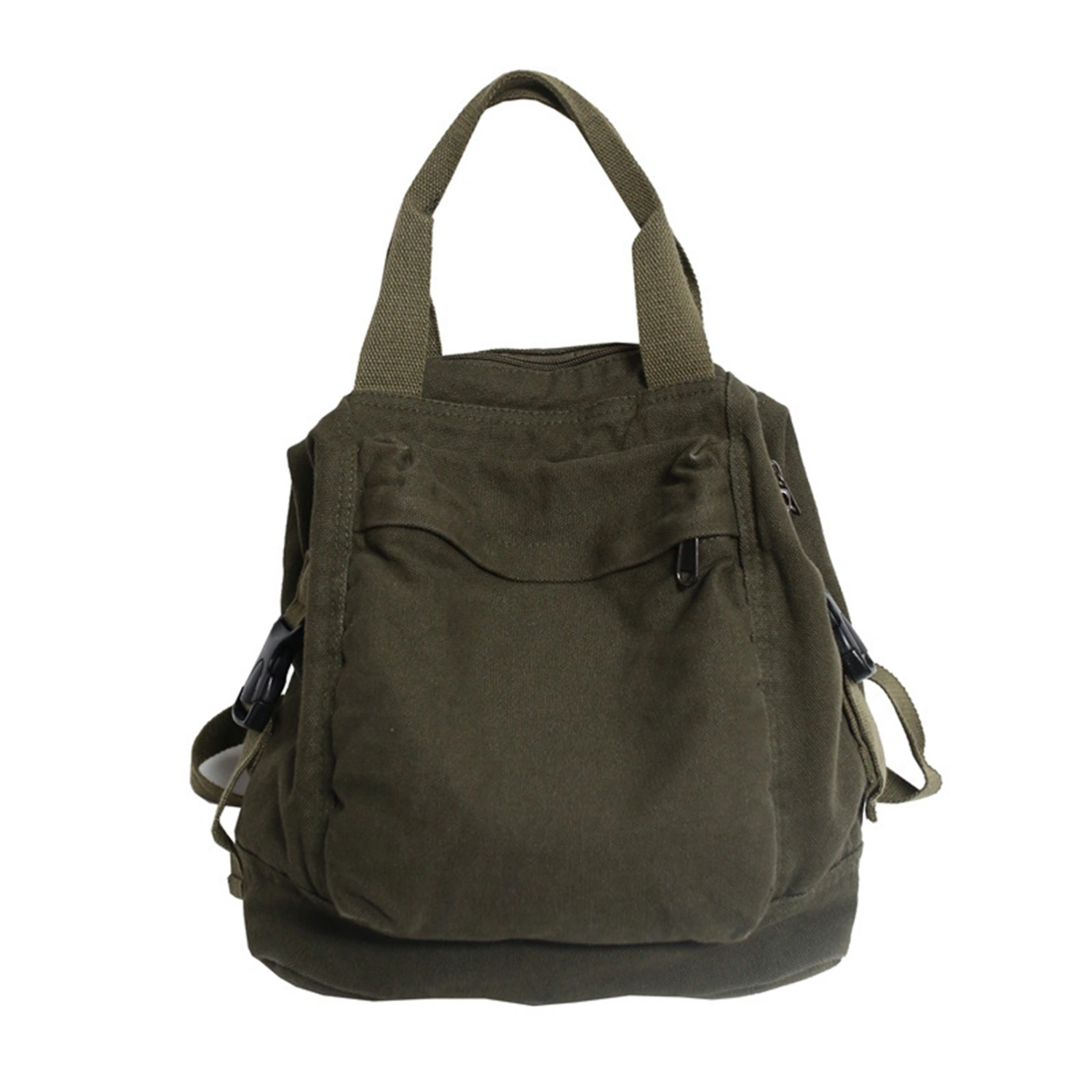 Womens Casual Canvas Backpacks Solid Color Simple Vintage School Bag