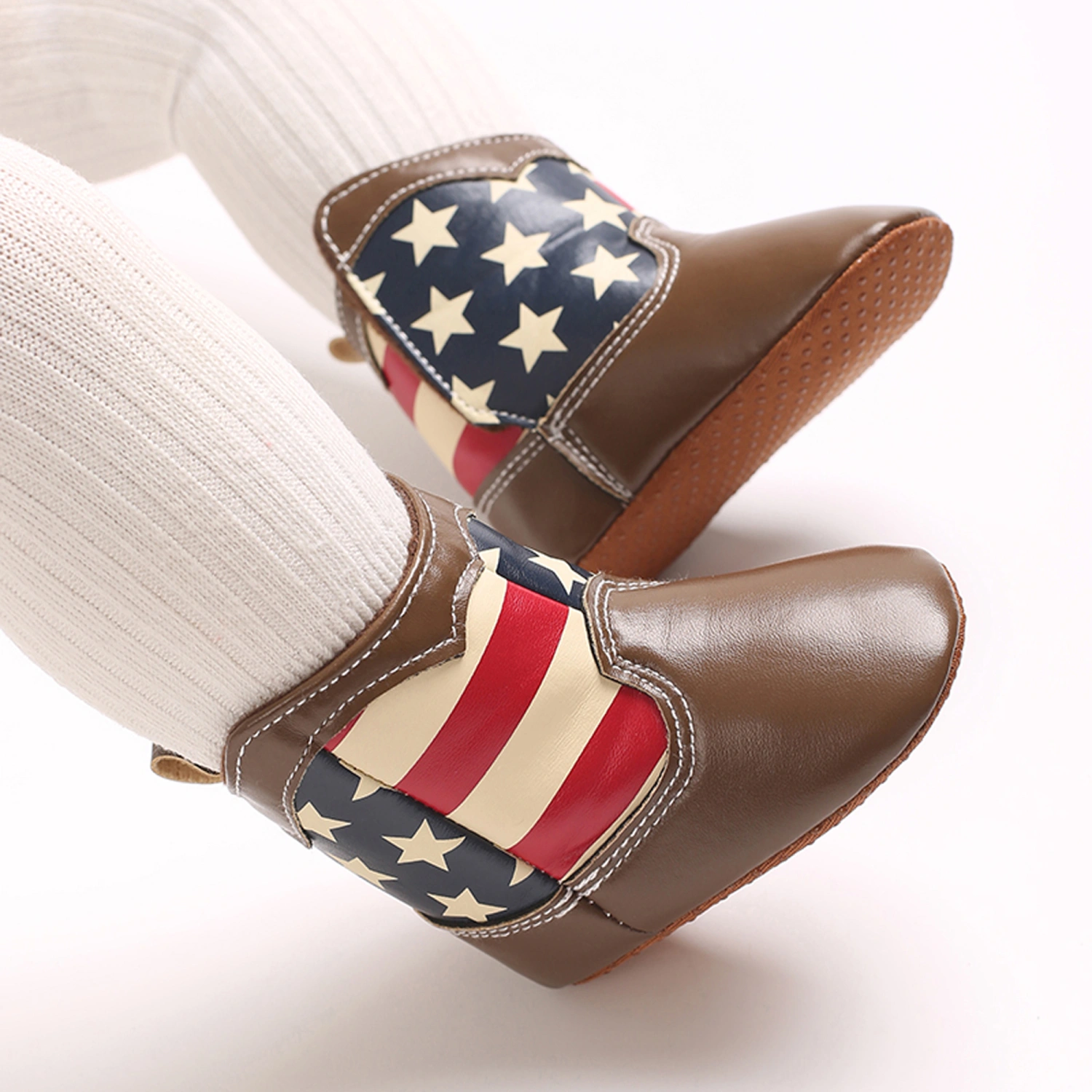 Baby Girl Boots Vintage Striped Star Walking Shoes Soft Sole Shoes