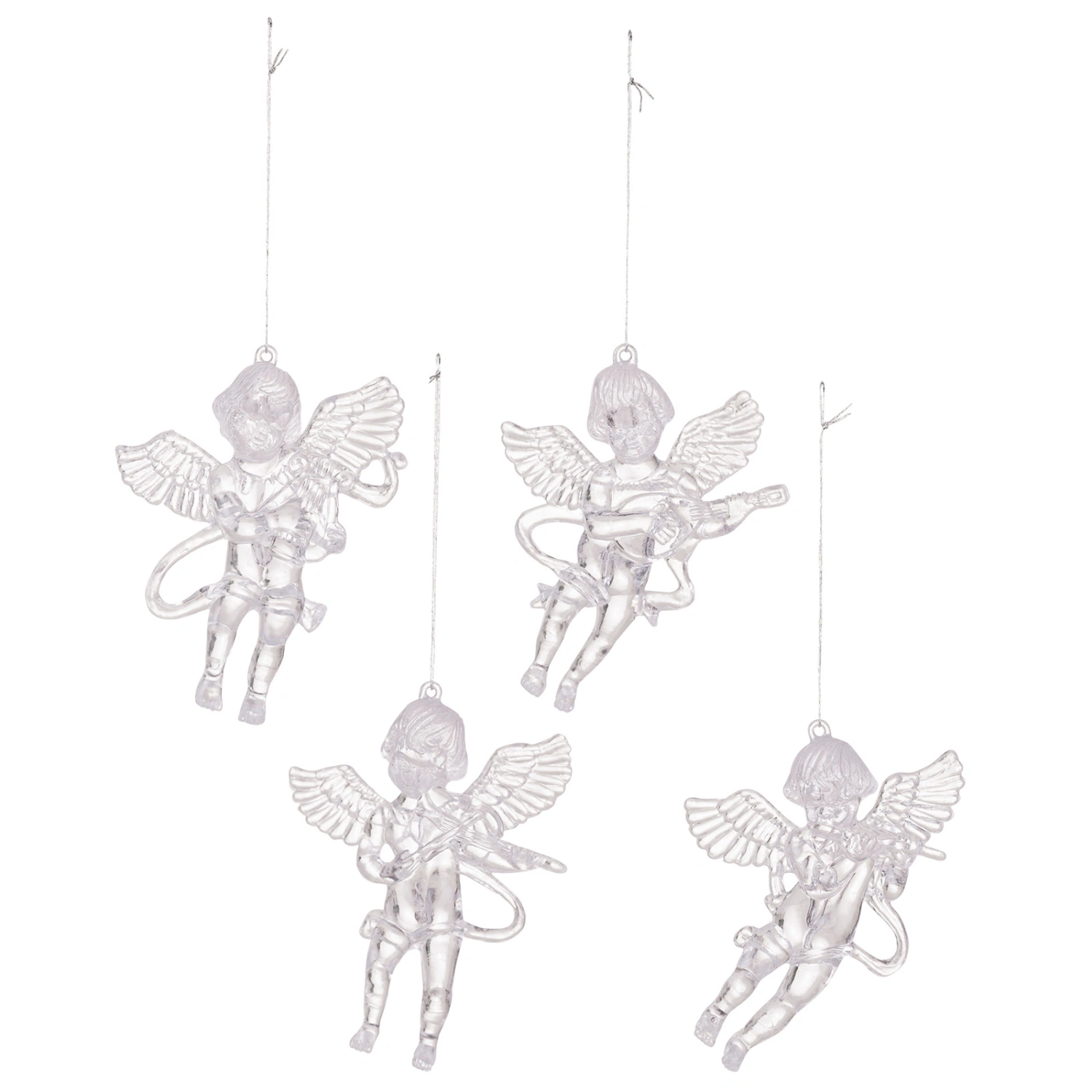 4 Pcs Christmas Angel Ornaments Clear Acrylic Angel Hanging Decor