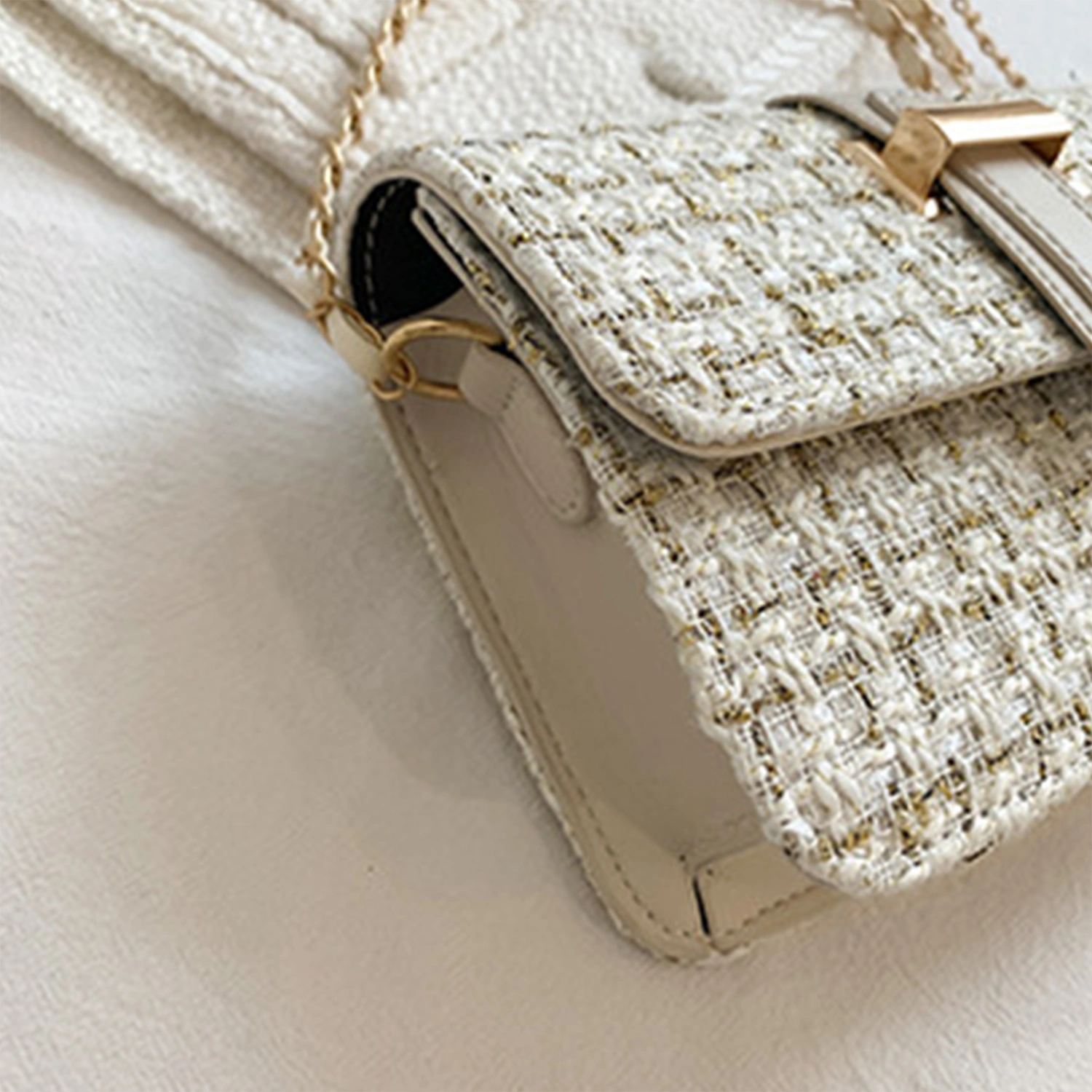 Women Tweed Purse Flap Crossbody Purse Fashion Small Shoulder Bag