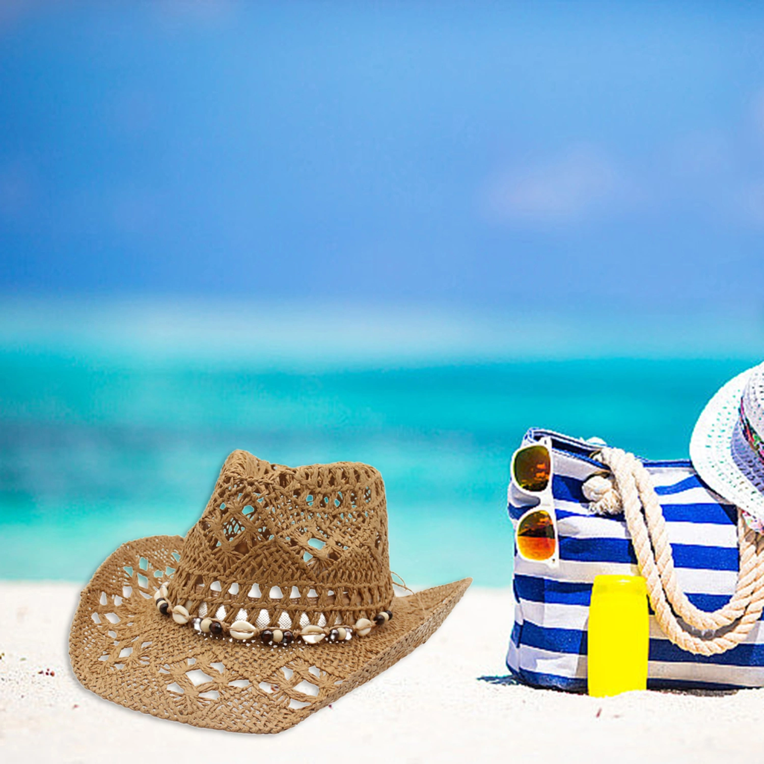 Women Summer Straw Hat Bucket Cap Hollow-Out Bucket Hats Jazz Hat