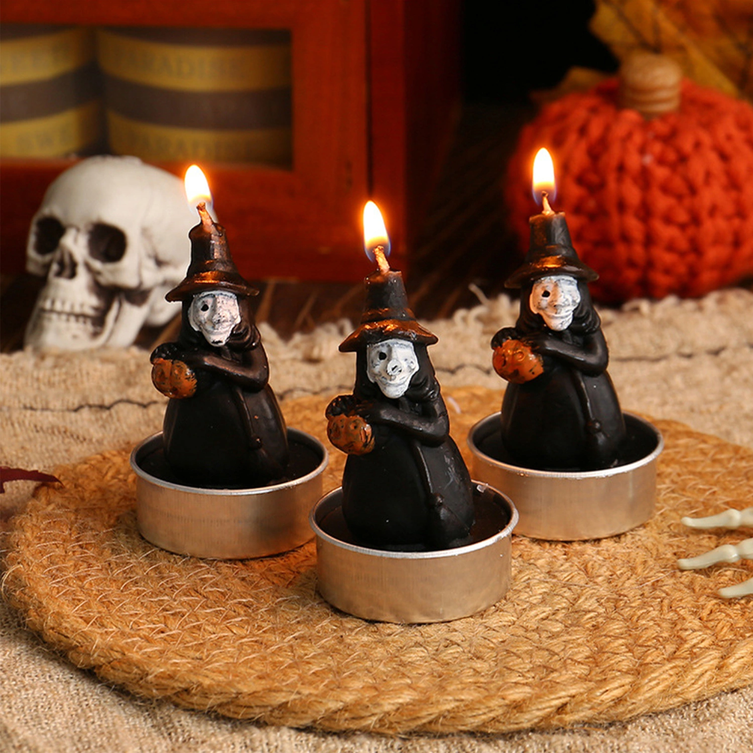 Halloween Candle Pumpkin Skull Candle Desk Decor for Holiday