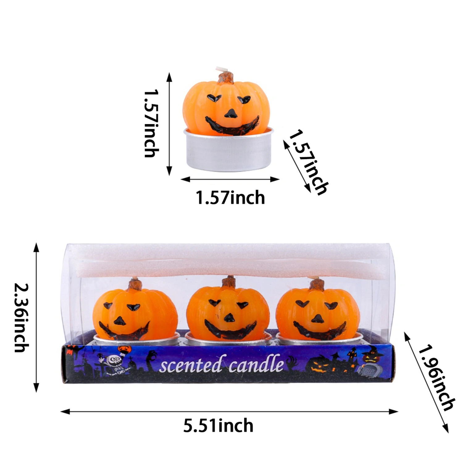 Halloween Candle Pumpkin Skull Candle Desk Decor for Holiday