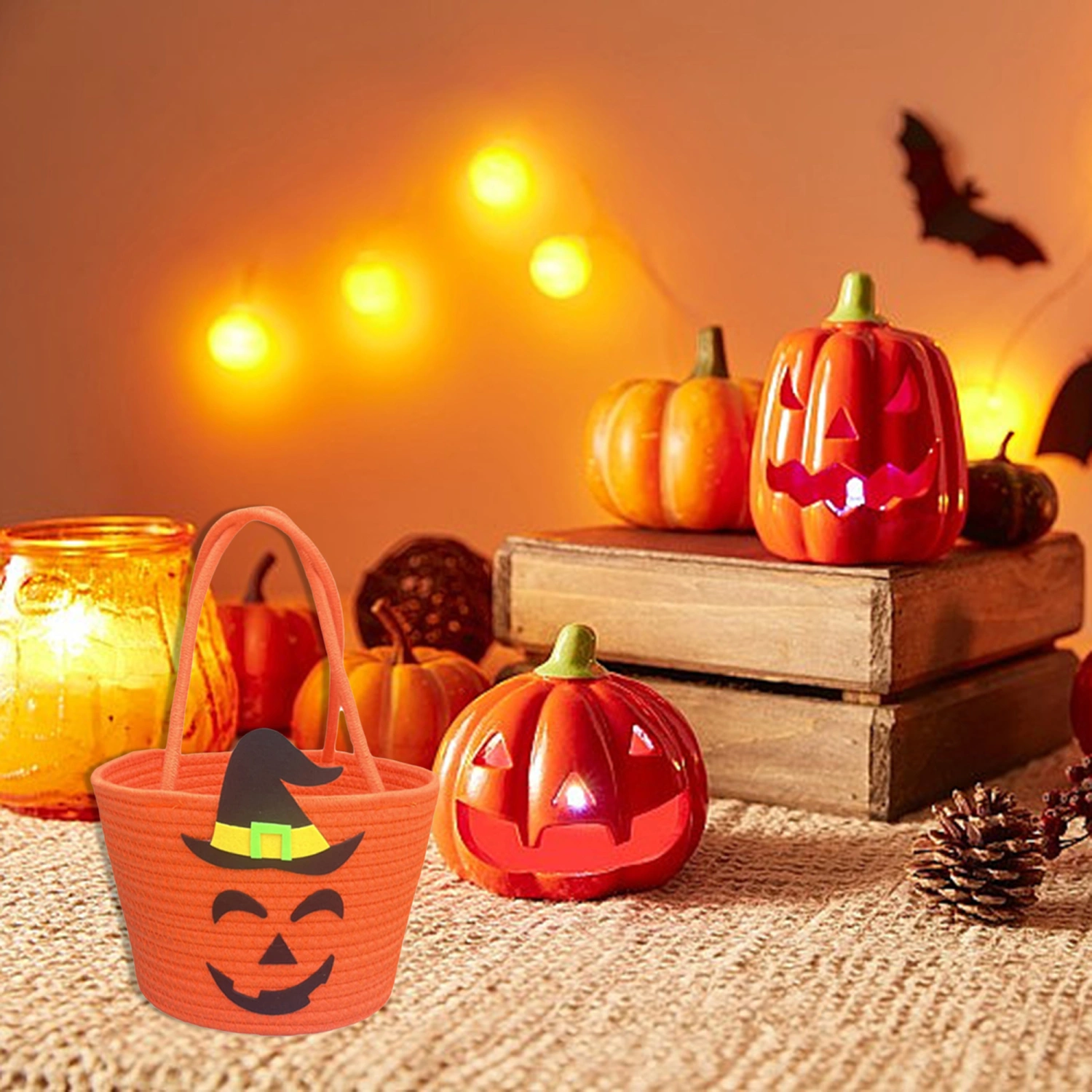 Halloween Candy Buckets Handmade Woven Buckets Candy Holder Treat Bag