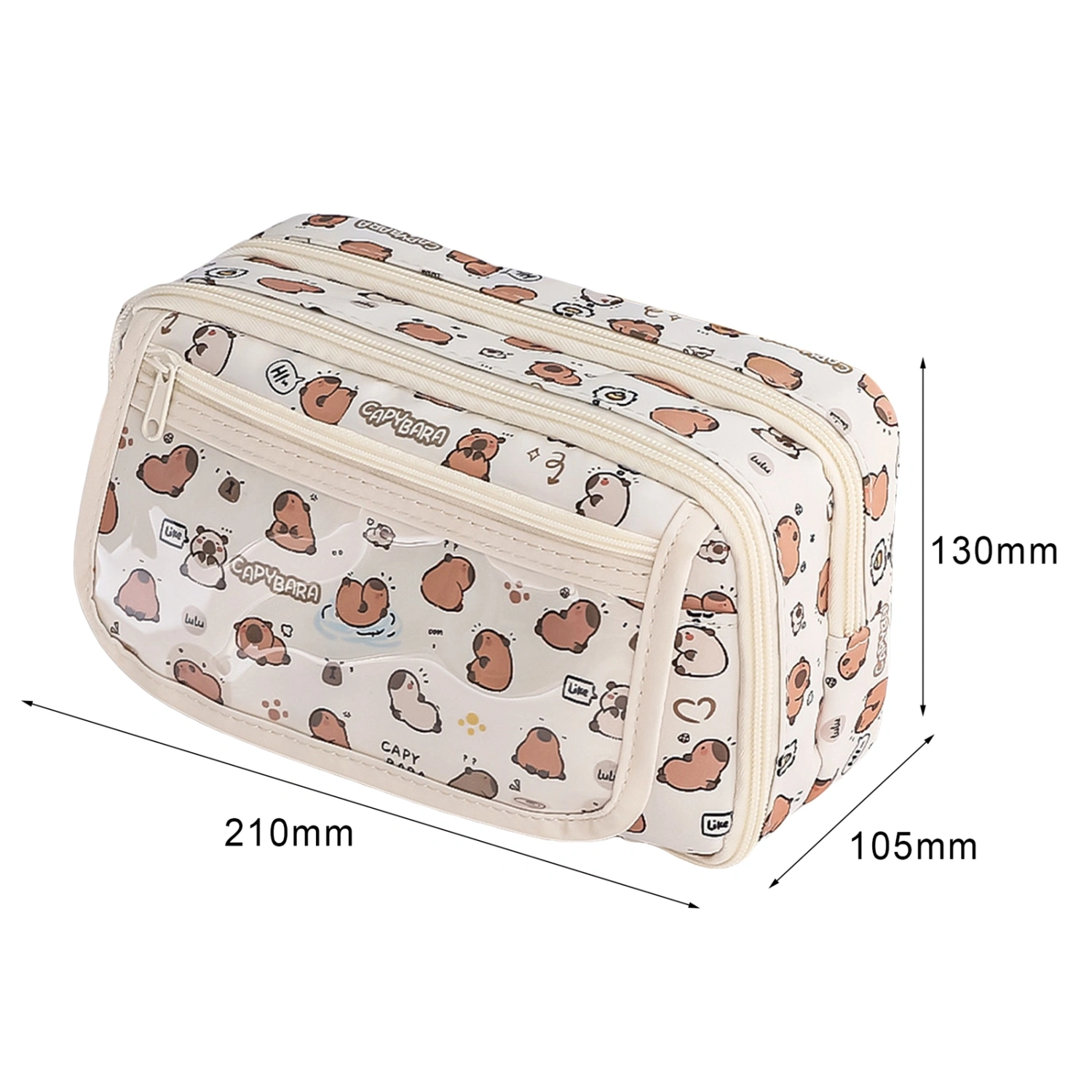 Large Capacity Zipper Pen Bag Kids Cartoon Pouch Stationery Organizer