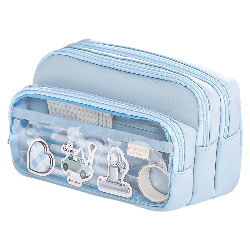 Large Capacity Pencil Case Soft Pencil Pouch with Clear Window 