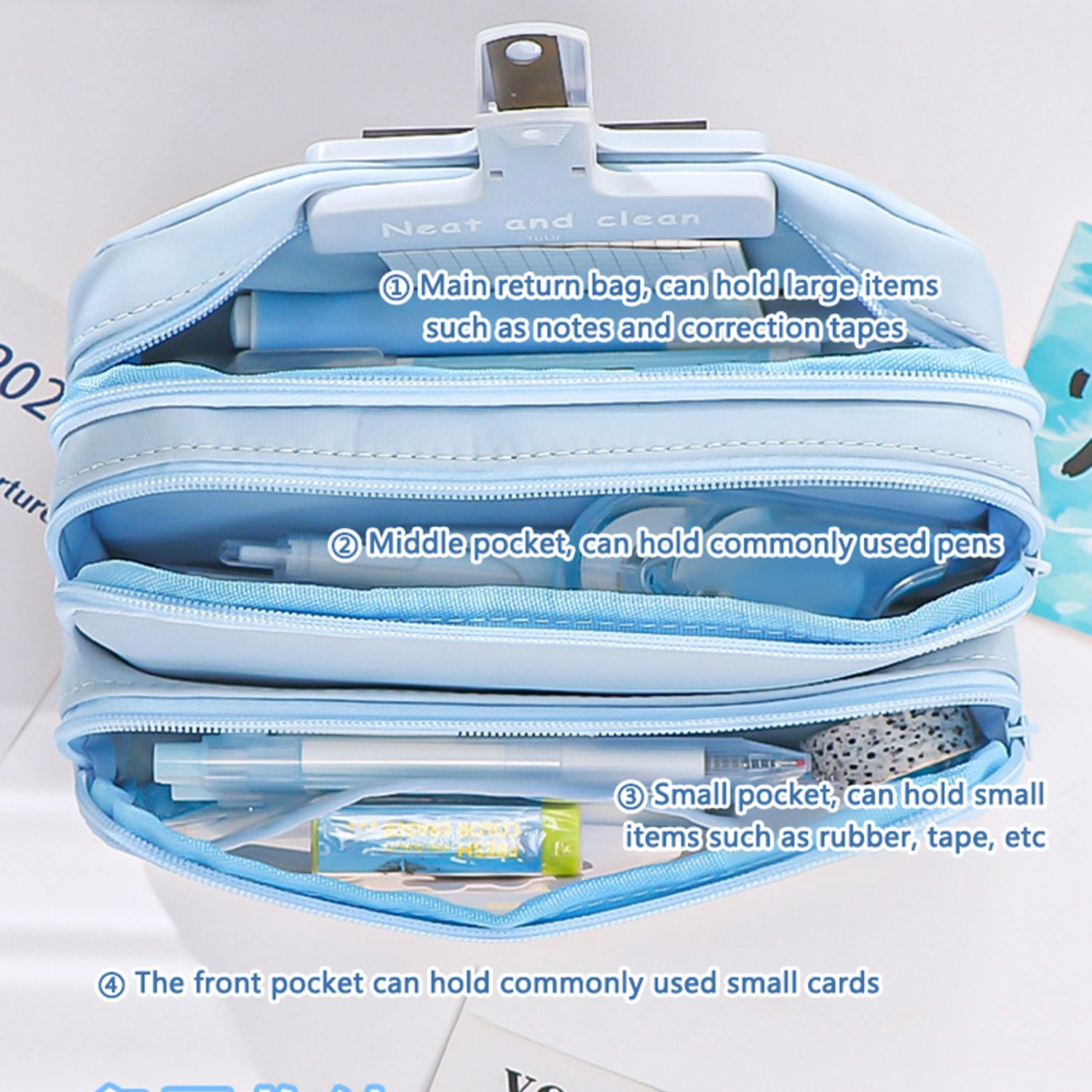 Large Capacity Pencil Case Soft Pencil Pouch with Clear Window 