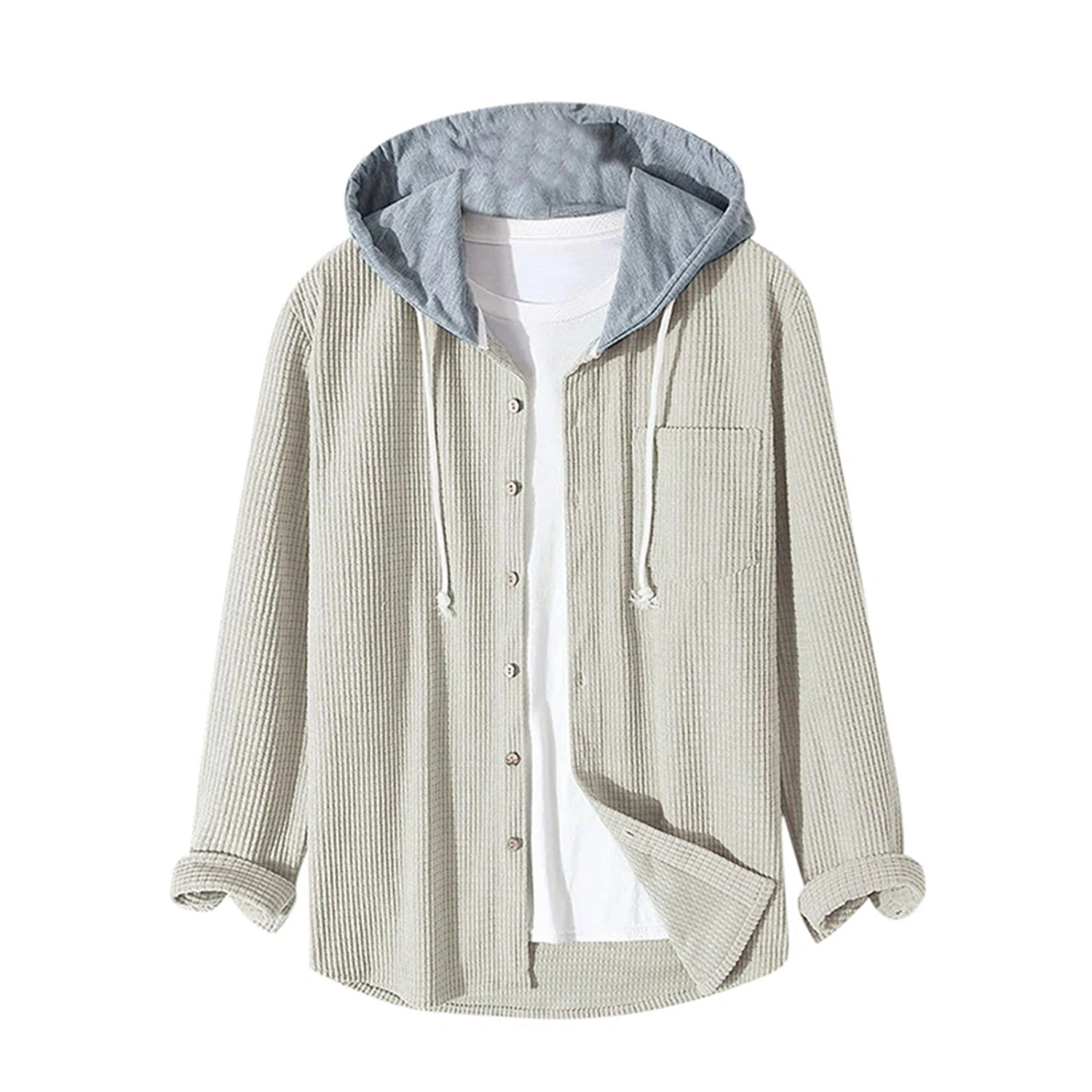 Men Loose Hoodies Drawstring Patchwork Hooded Sweatshirts Tops
