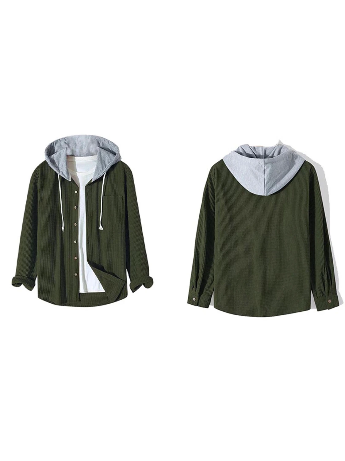 Men Loose Hoodies Drawstring Patchwork Hooded Sweatshirts Tops