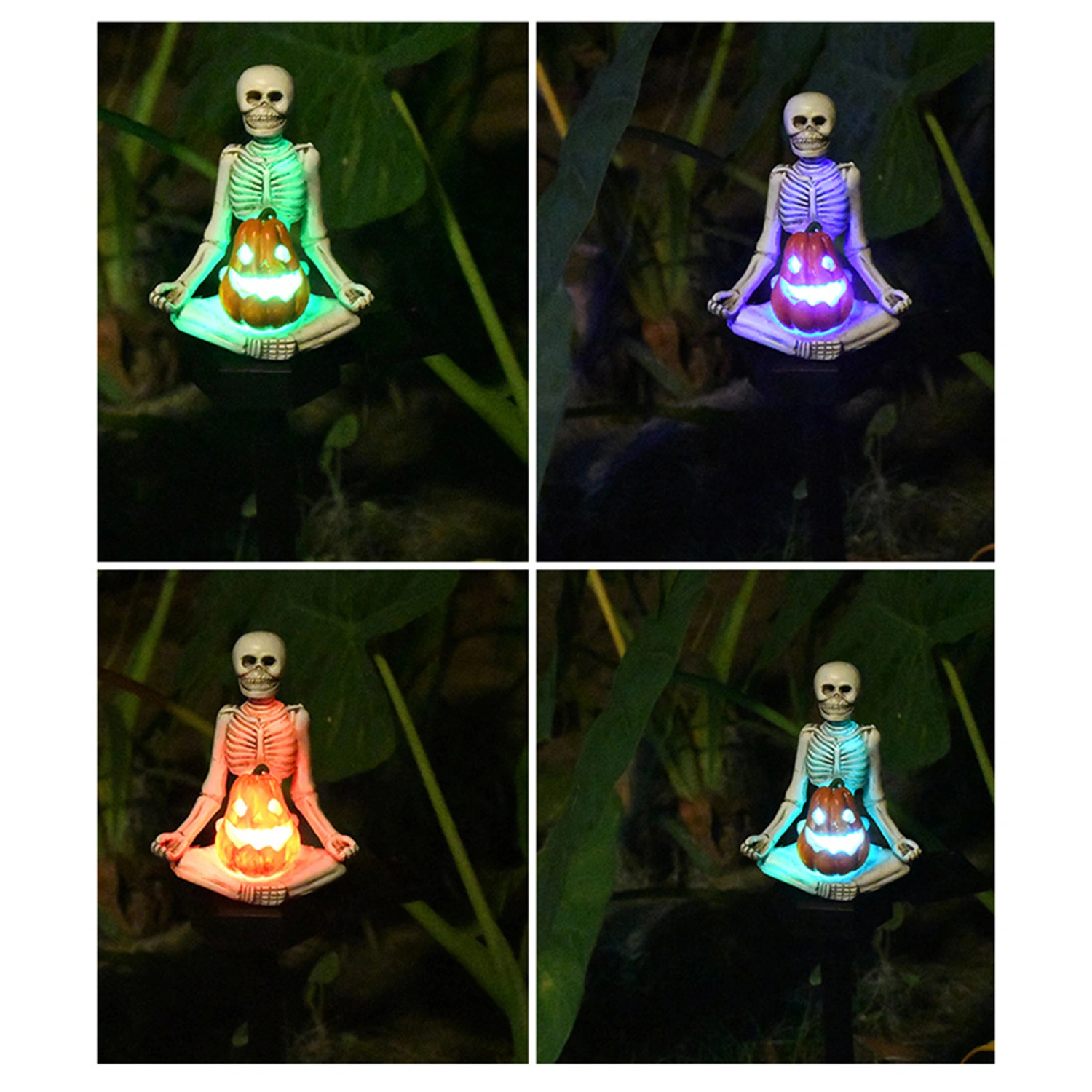 Halloween Pathway Solar Lights Outdoor Yoga Skeleton Stake Lights