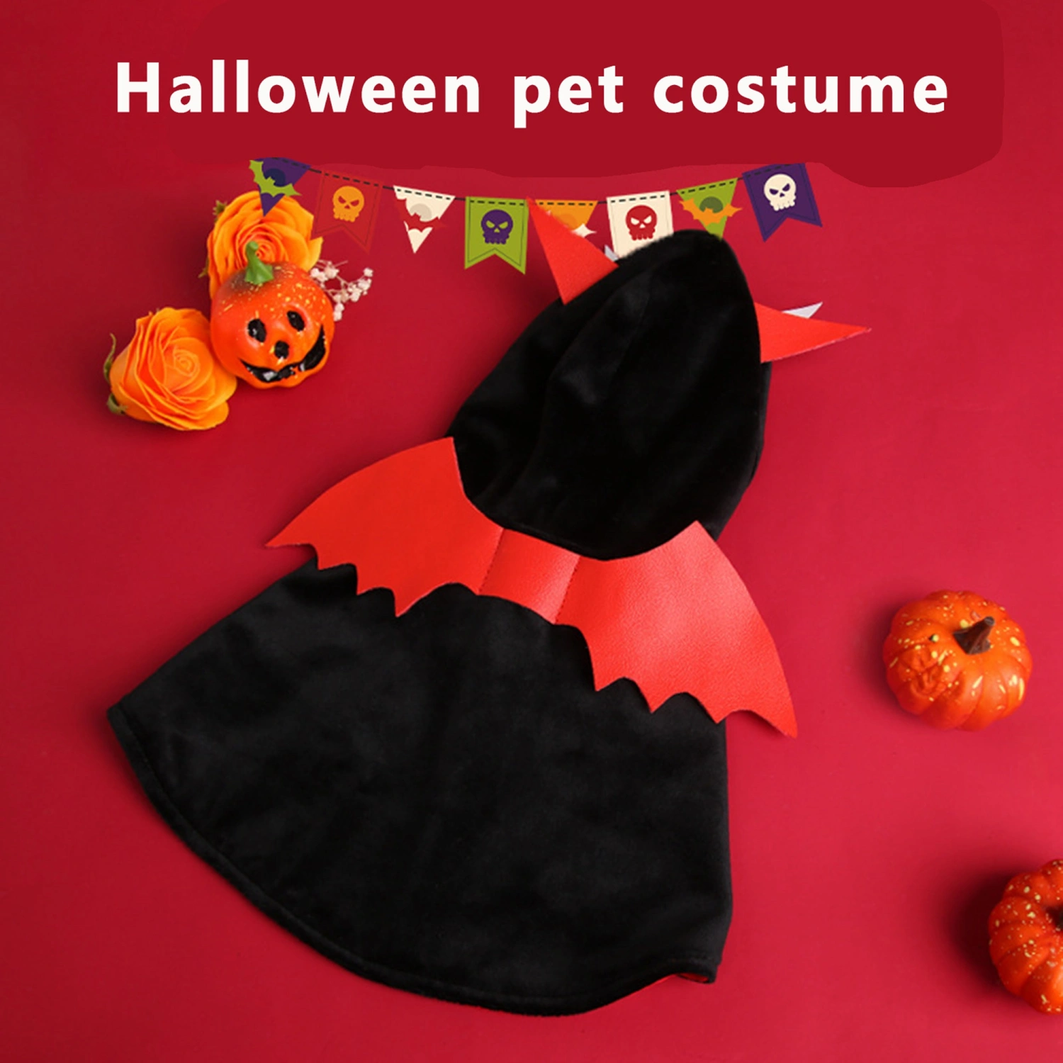 Halloween Dog Devil Costume Cat Hooded Cape Cosplay Accessory