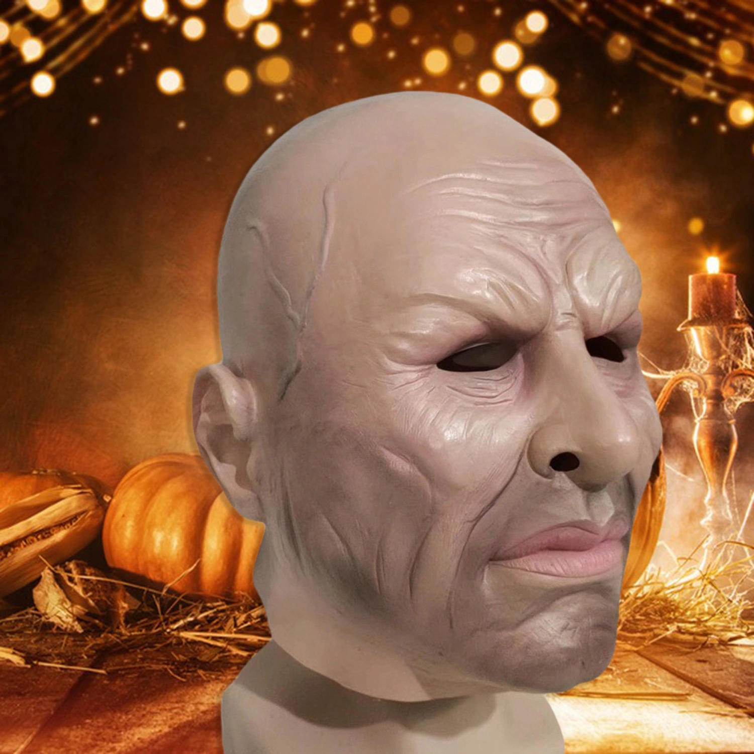 Realistic Bald Head Man Facewear Human Face Full Head Face Covering